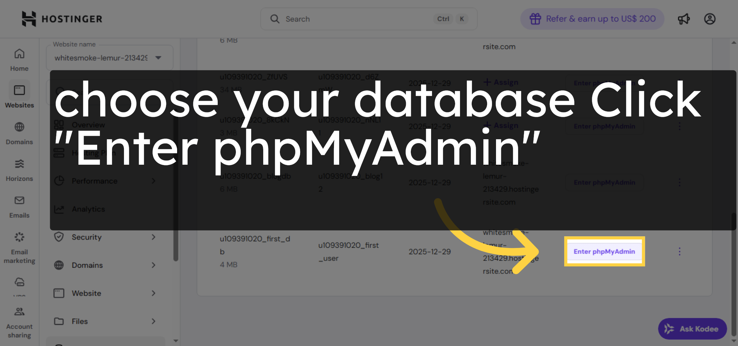 Enter phpMyAdmin Interface