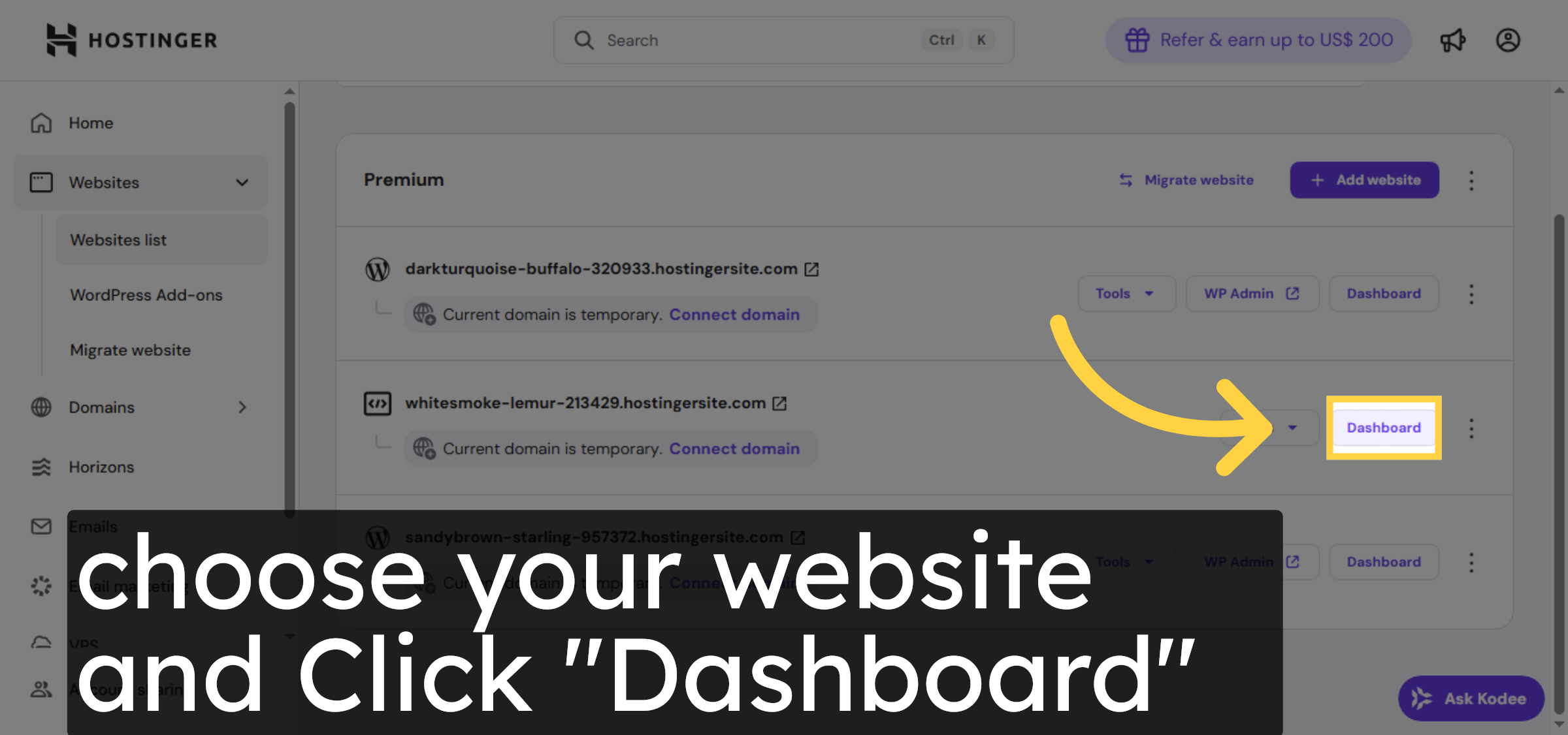 Open Website Dashboard
