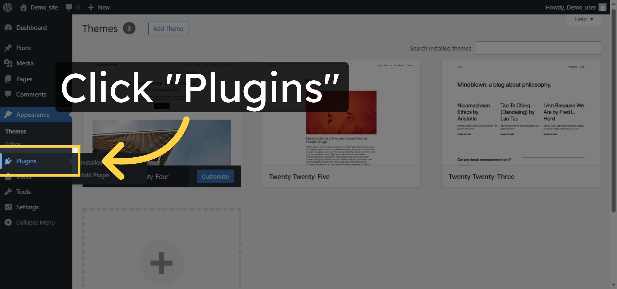 Open Plugins Menu