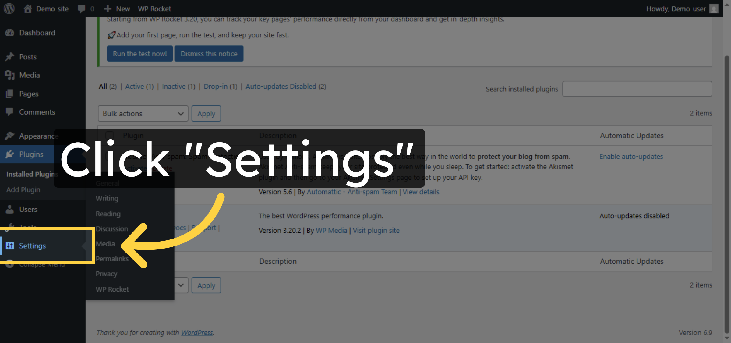 Open Plugins Settings
