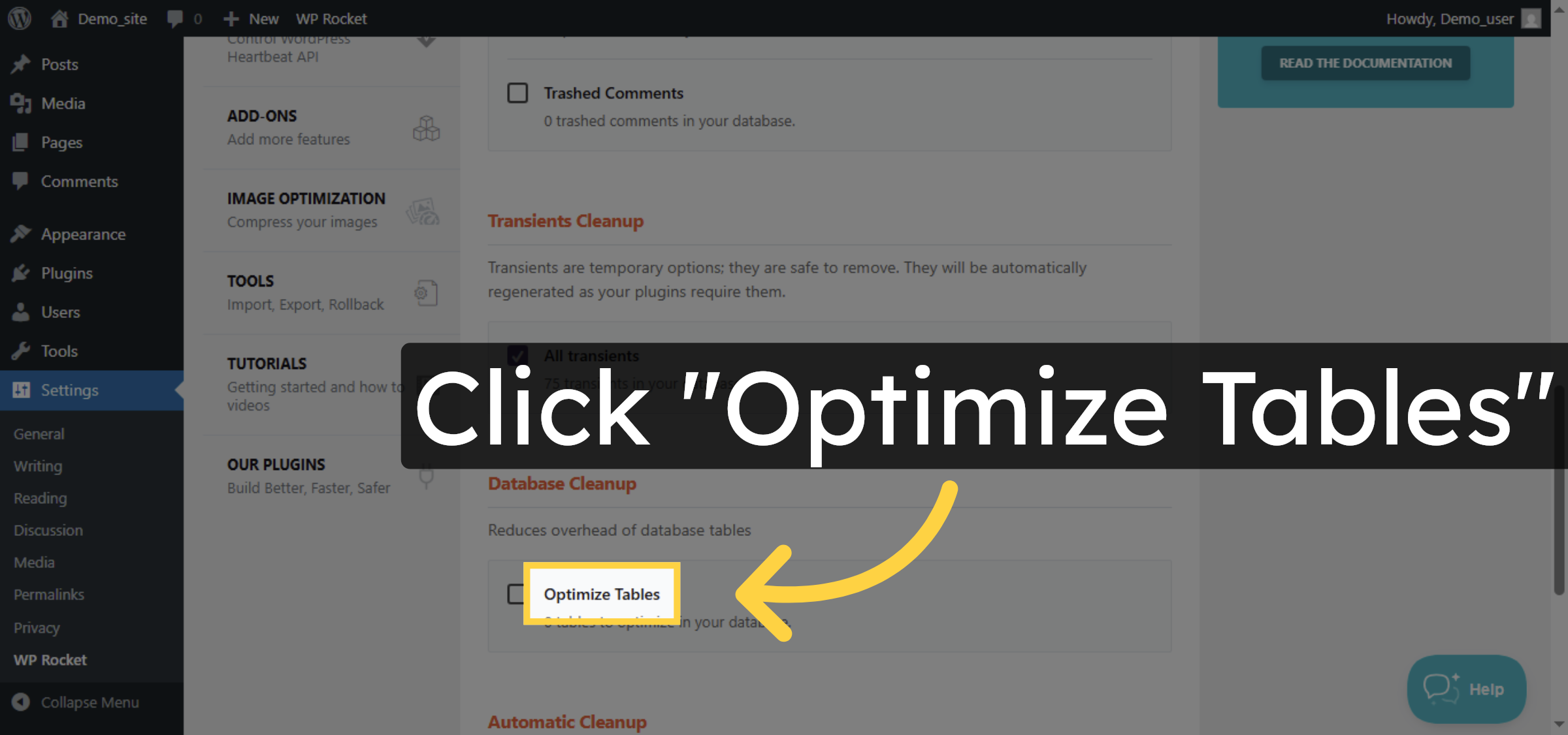 Select Optimize Database Tables