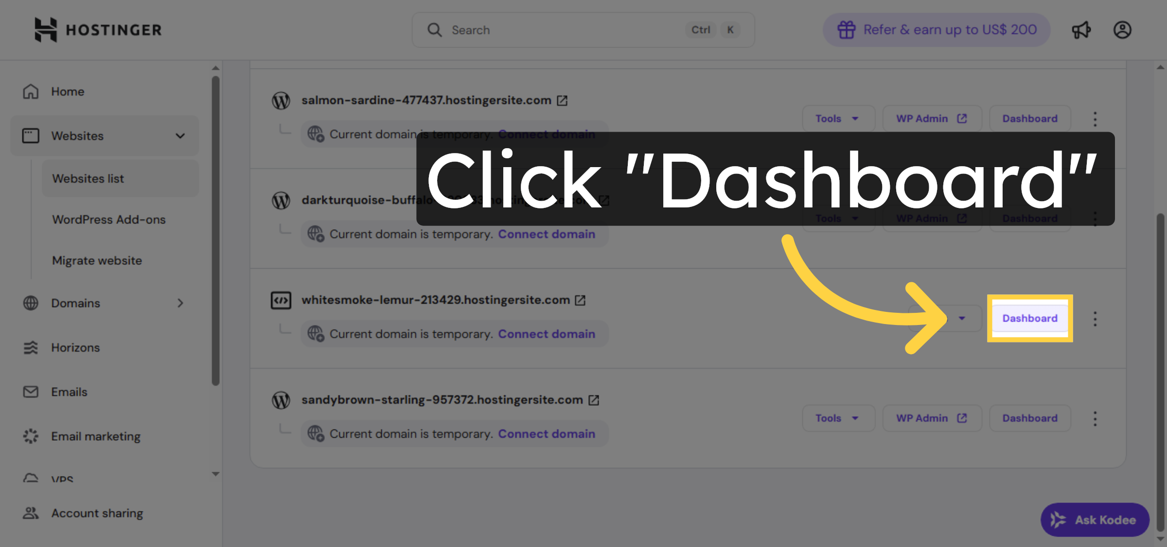 Access Website Dashboard