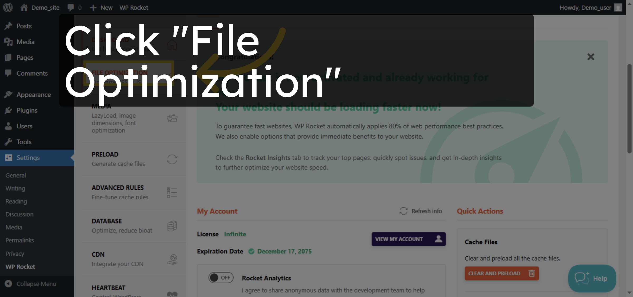 Open File Optimization Tab