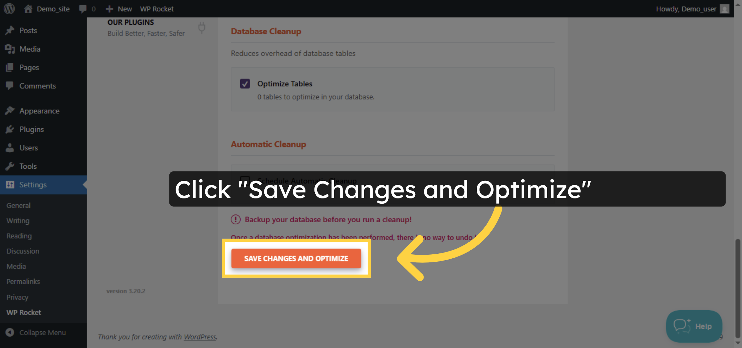 Save And Optimize Database