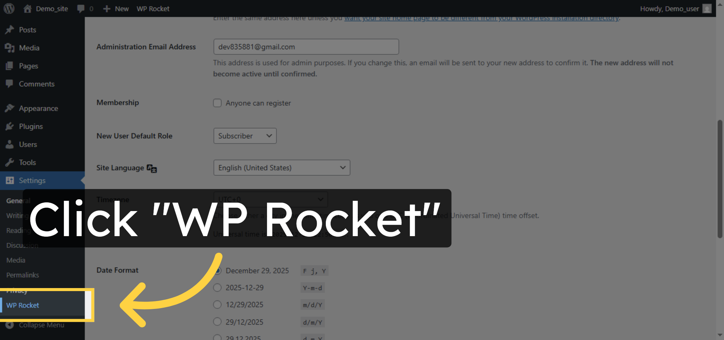 Access WP Rocket Settings