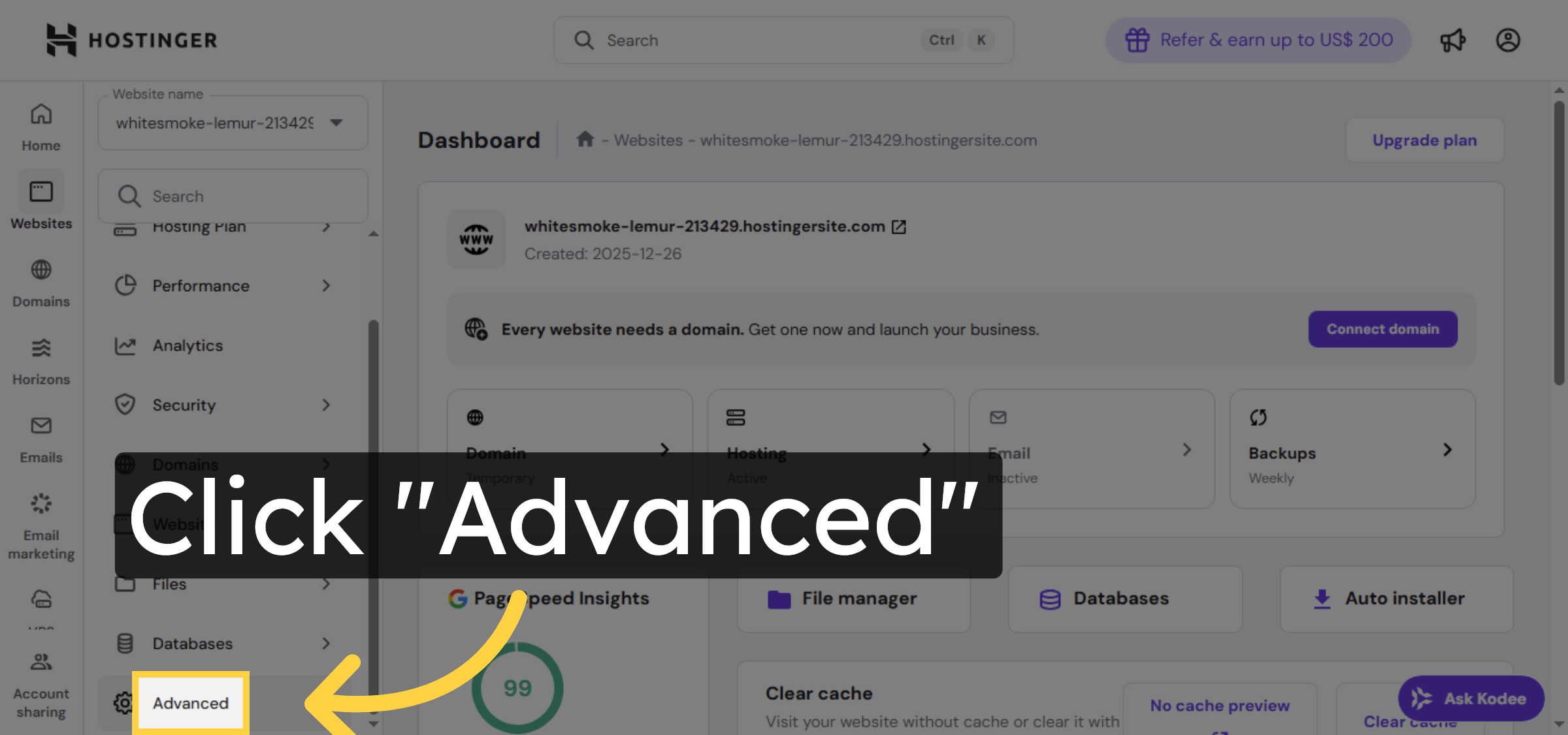 Open Advanced Settings