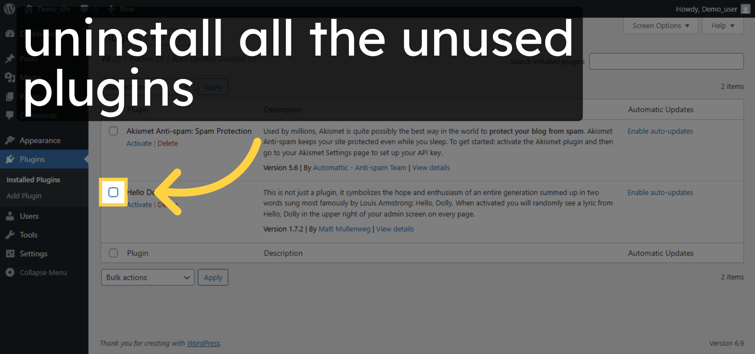 Delete unecessary plugins.
