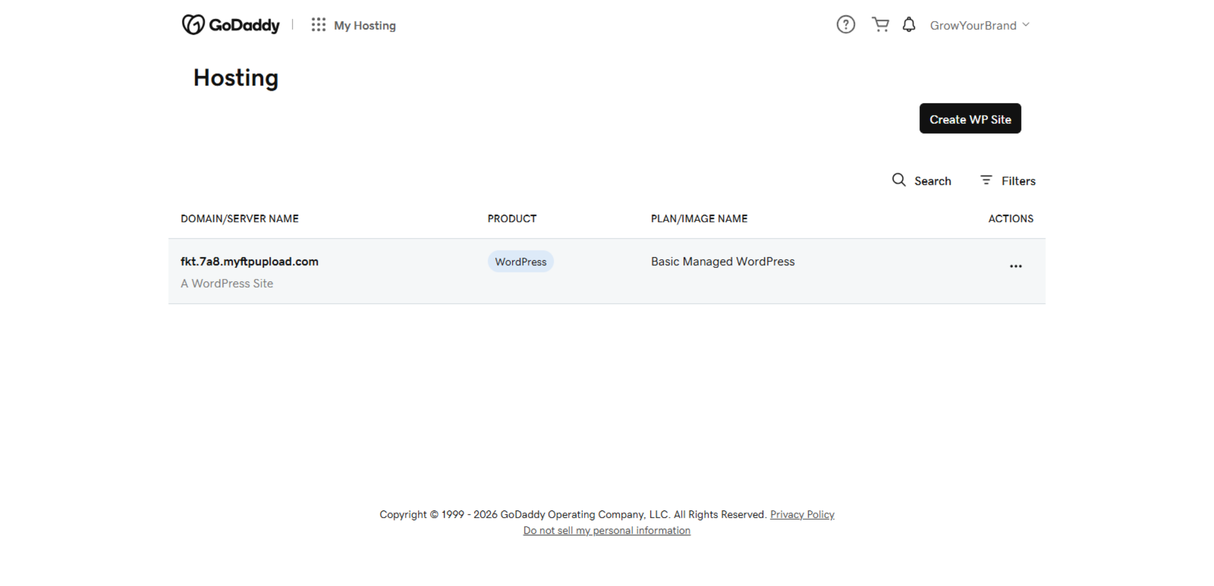 Switch to Hosting Dashboard