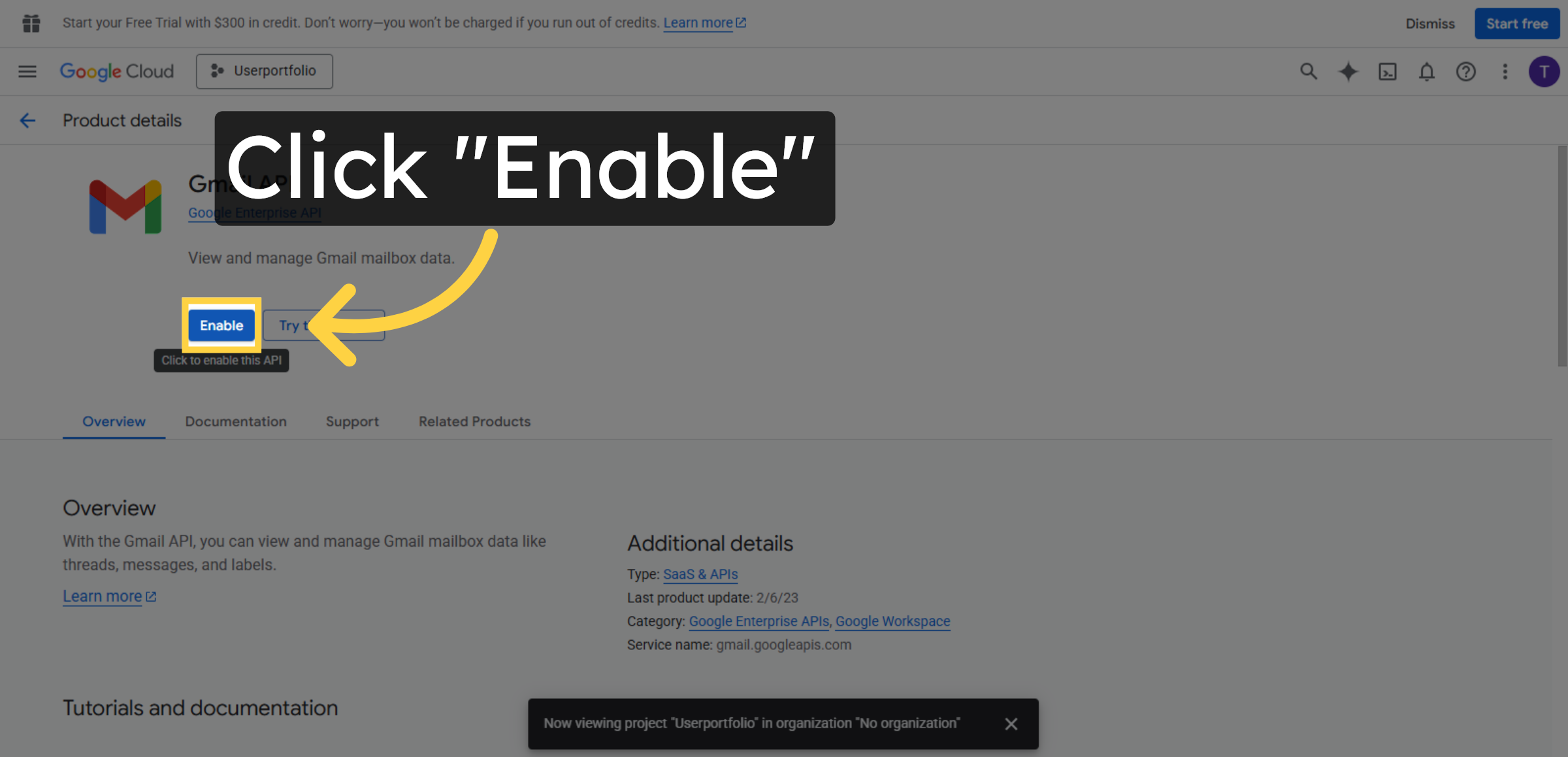 Enable Gmail API