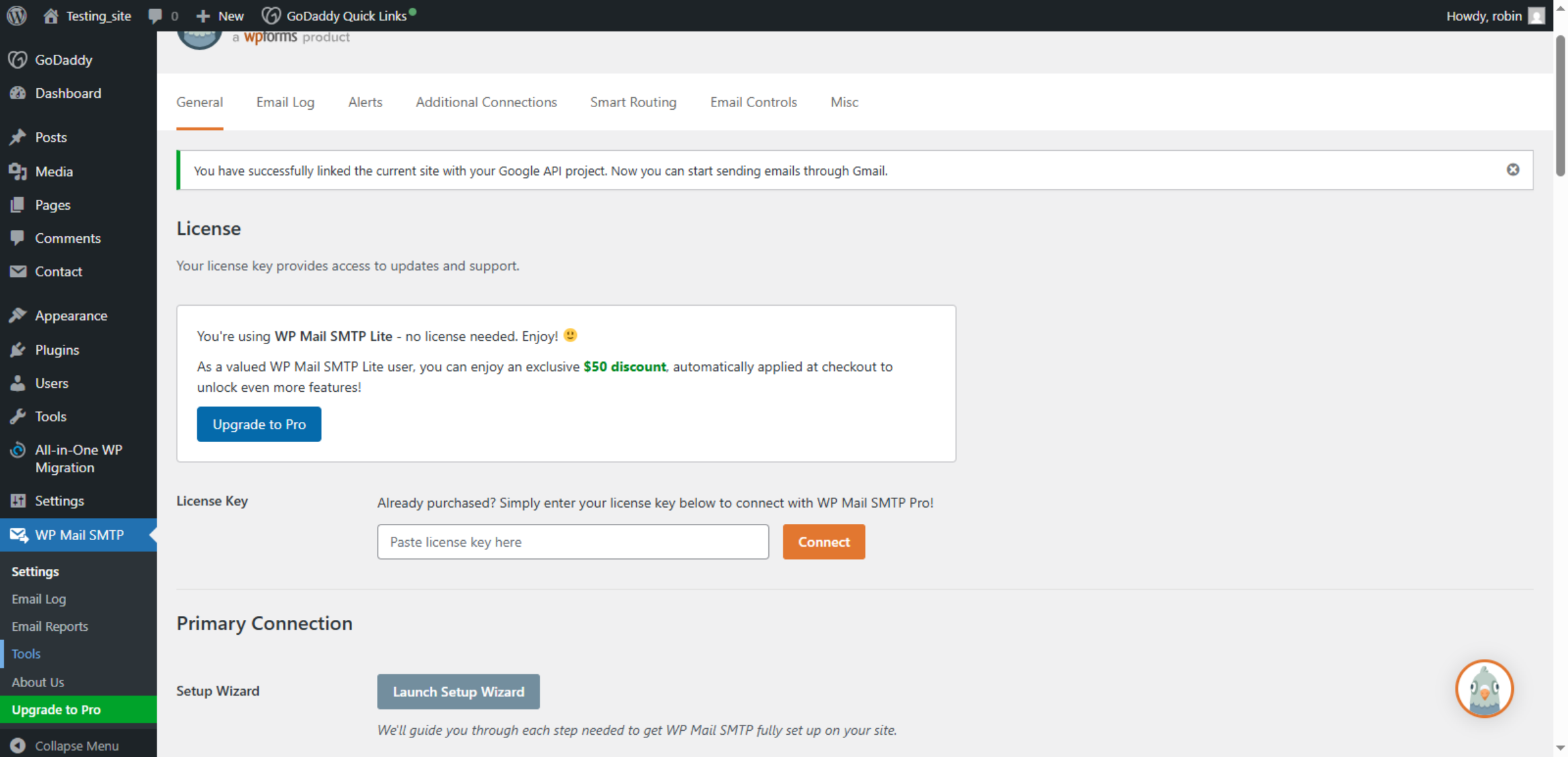 Return To WordPress Dashboard