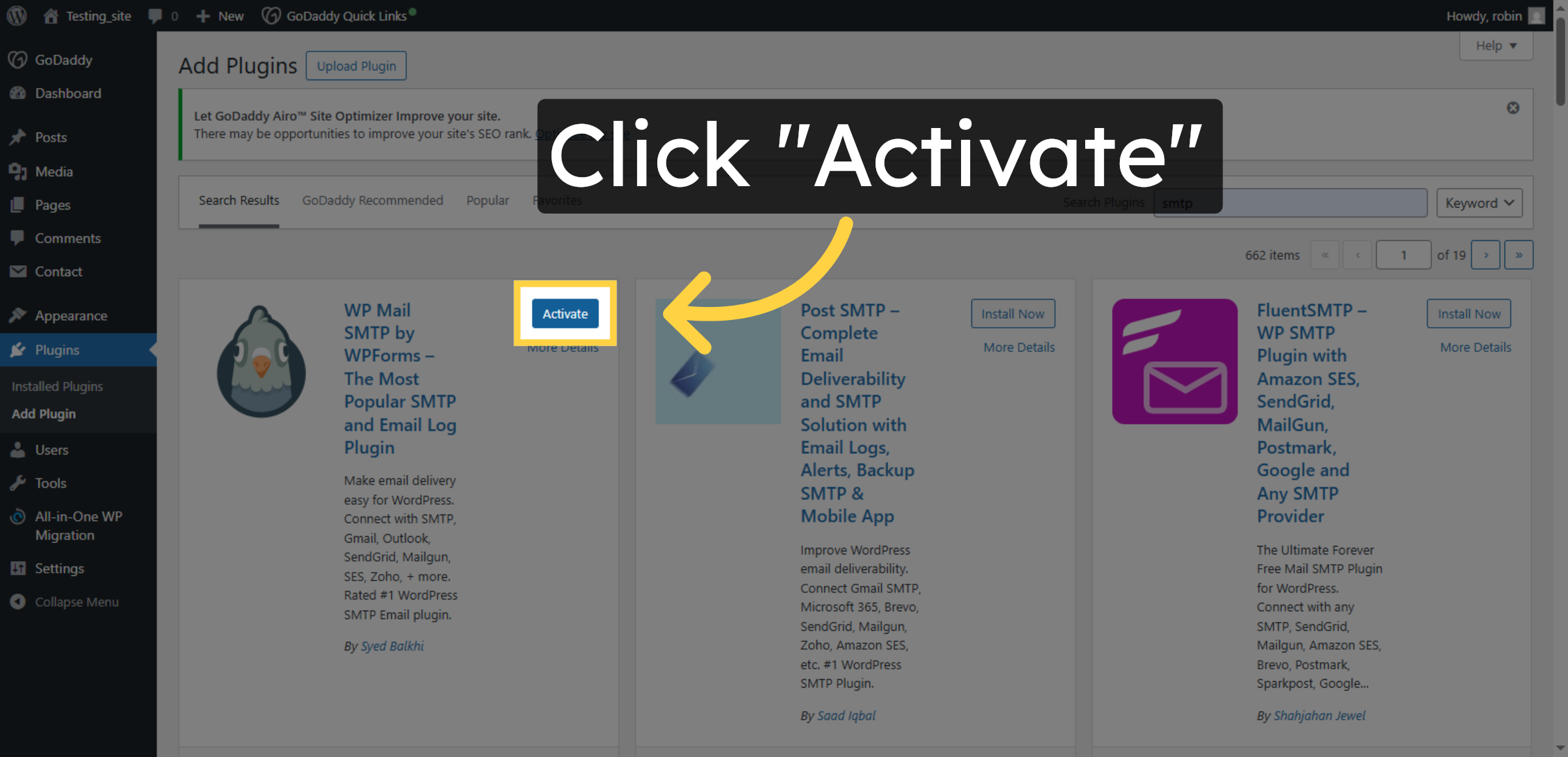 Activate SMTP Plugin