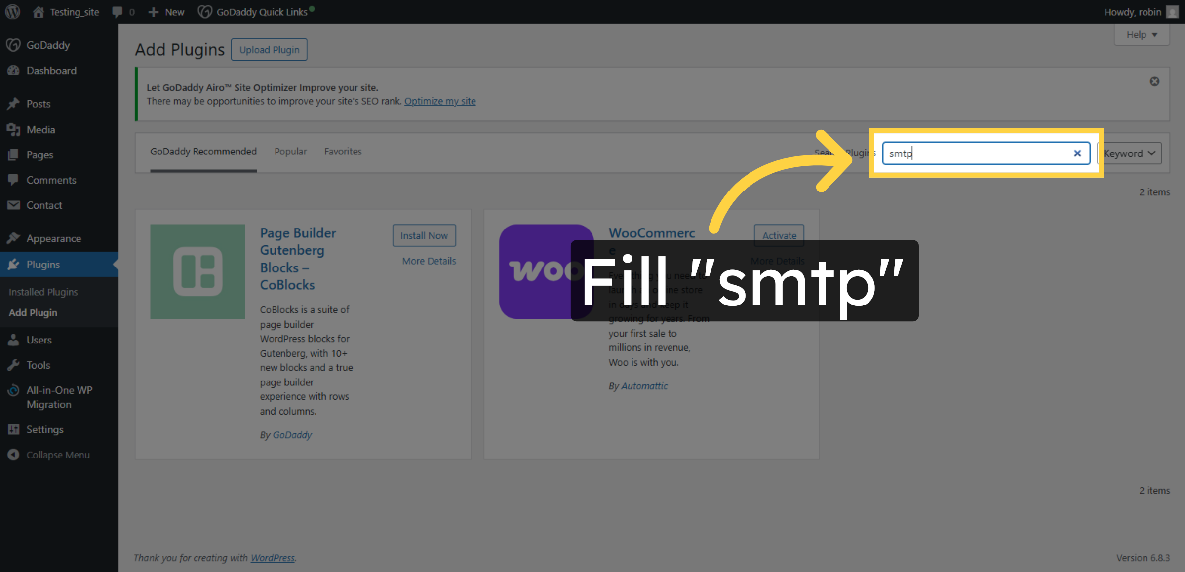 Enter SMTP In Search