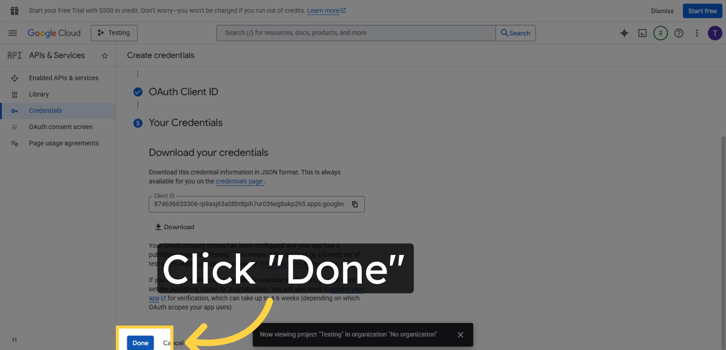 Complete Credential Setup