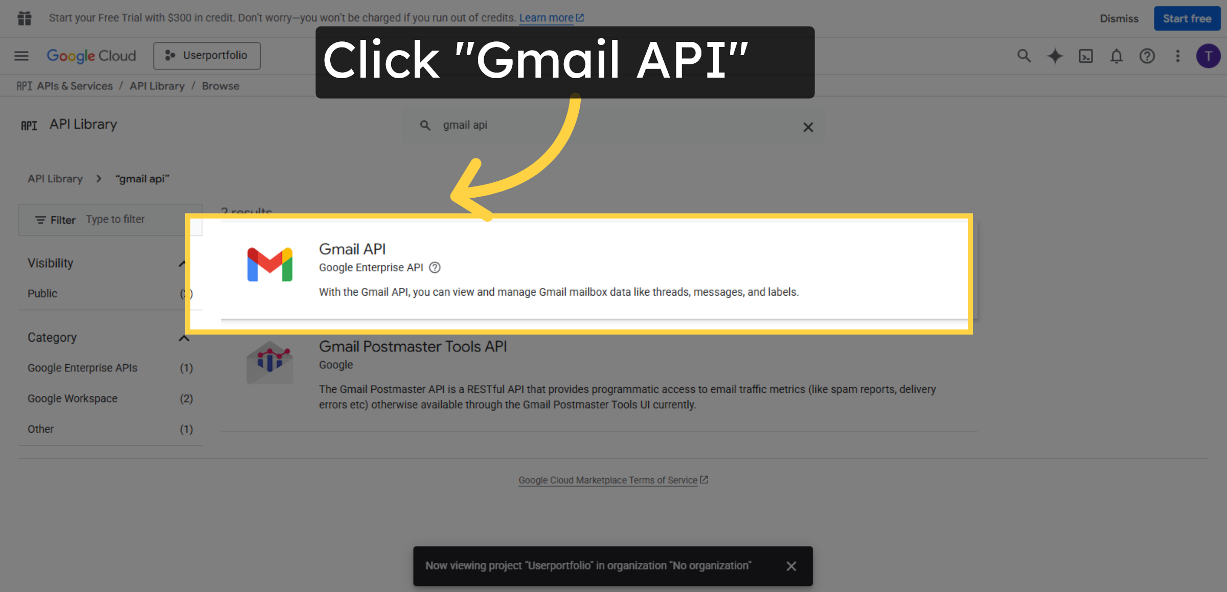 Select Gmail API