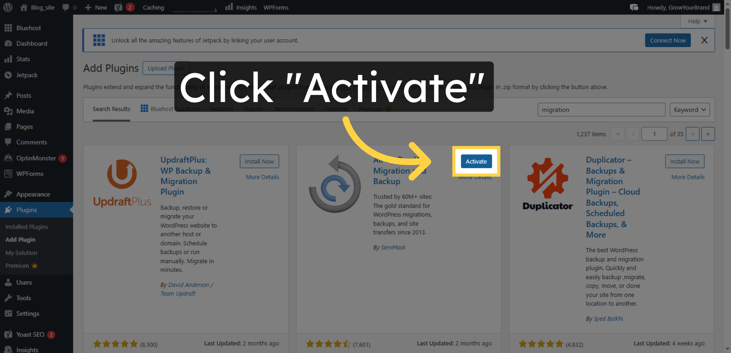 Activate Migration Plugin
