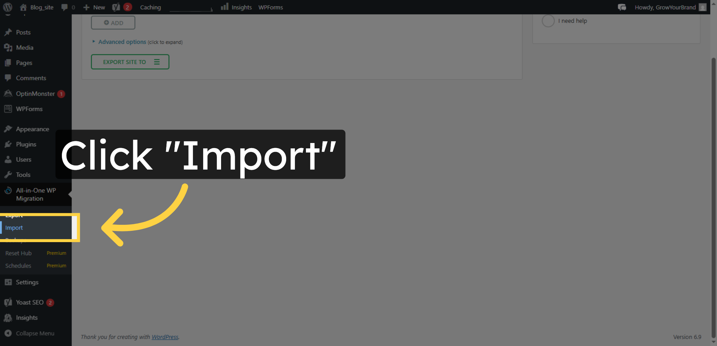 Select Import Option