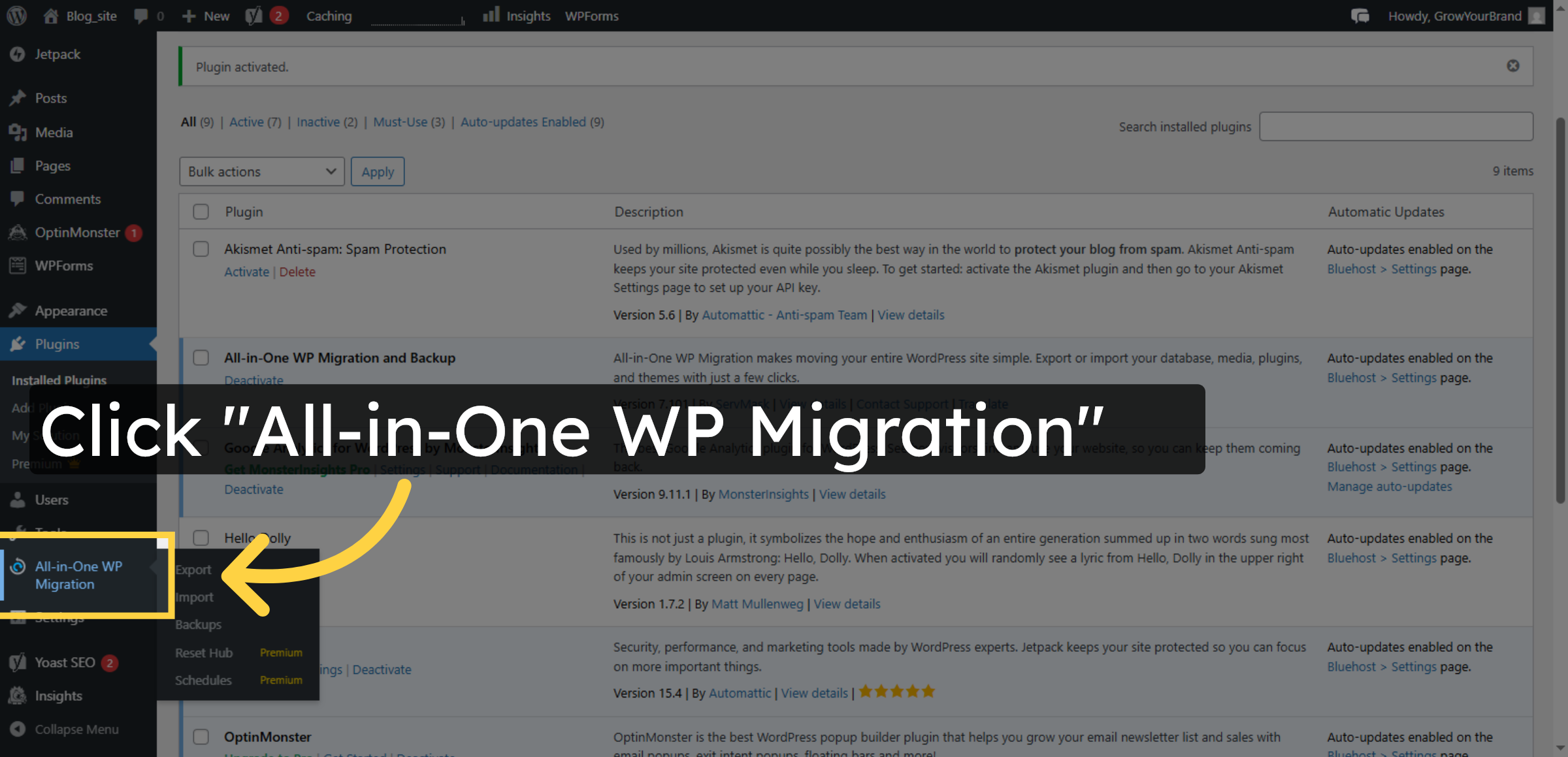 Open All-in-One WP Migration