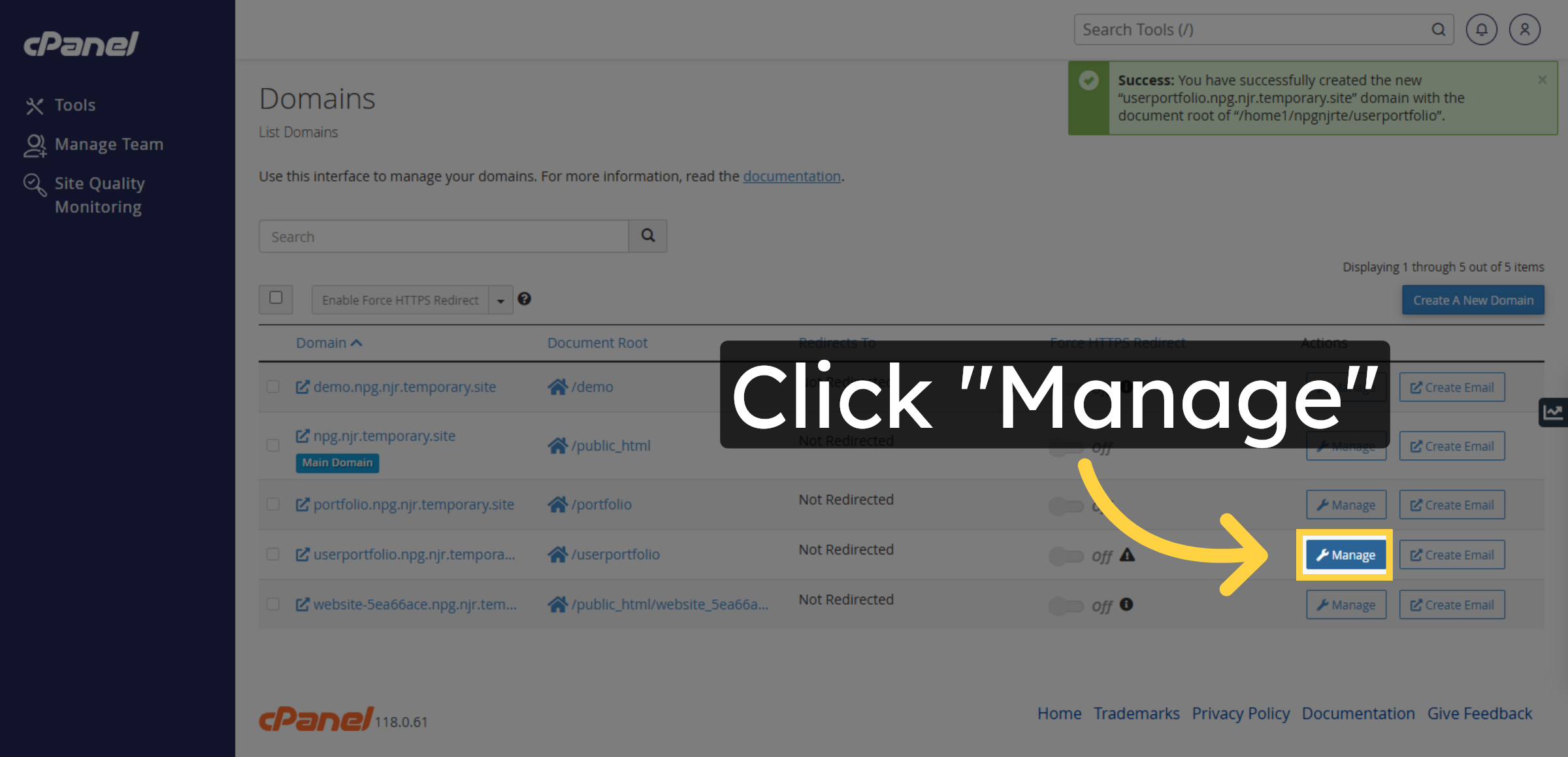 Open Subdomain Management