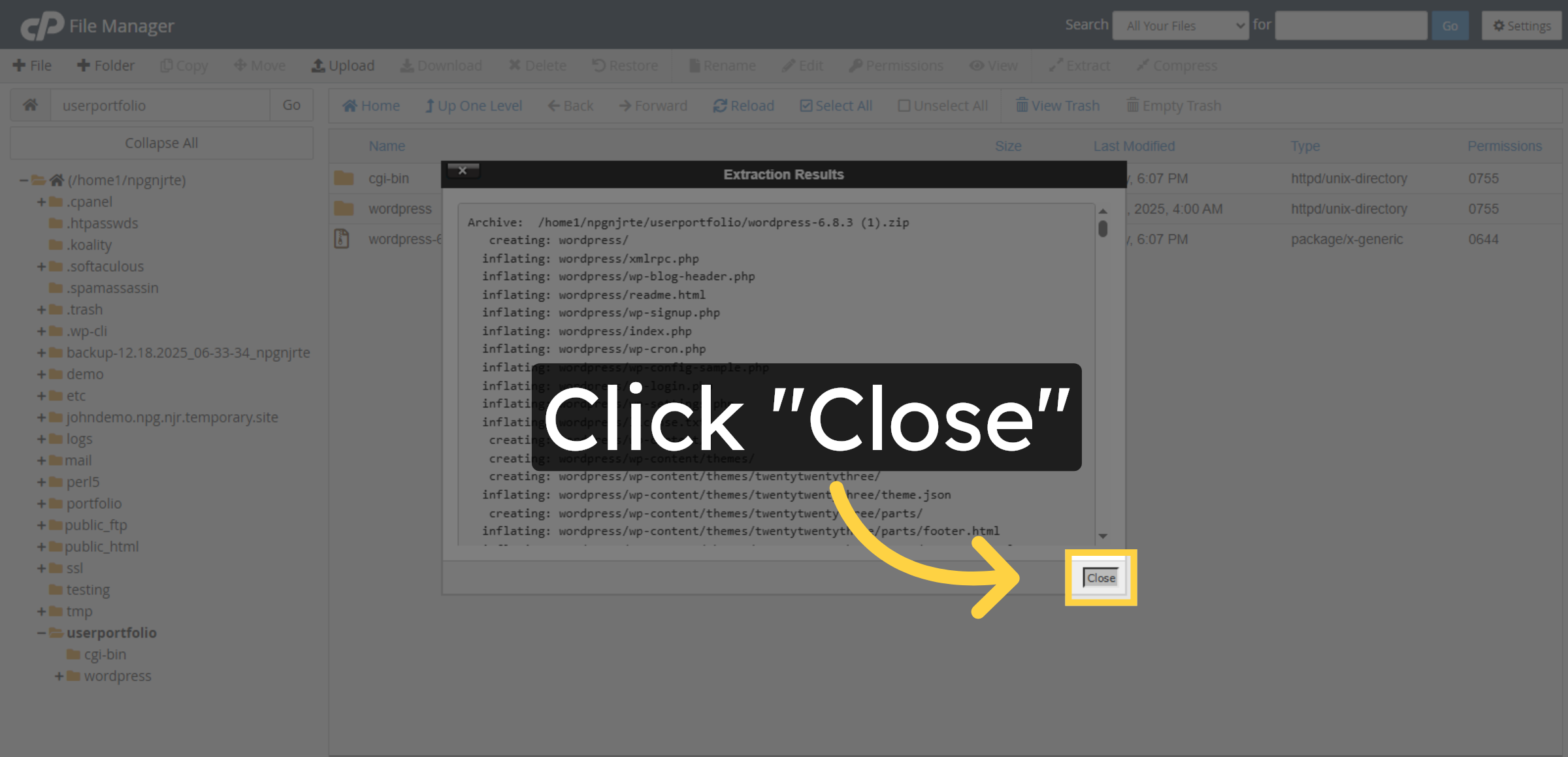 Close Extraction Window
