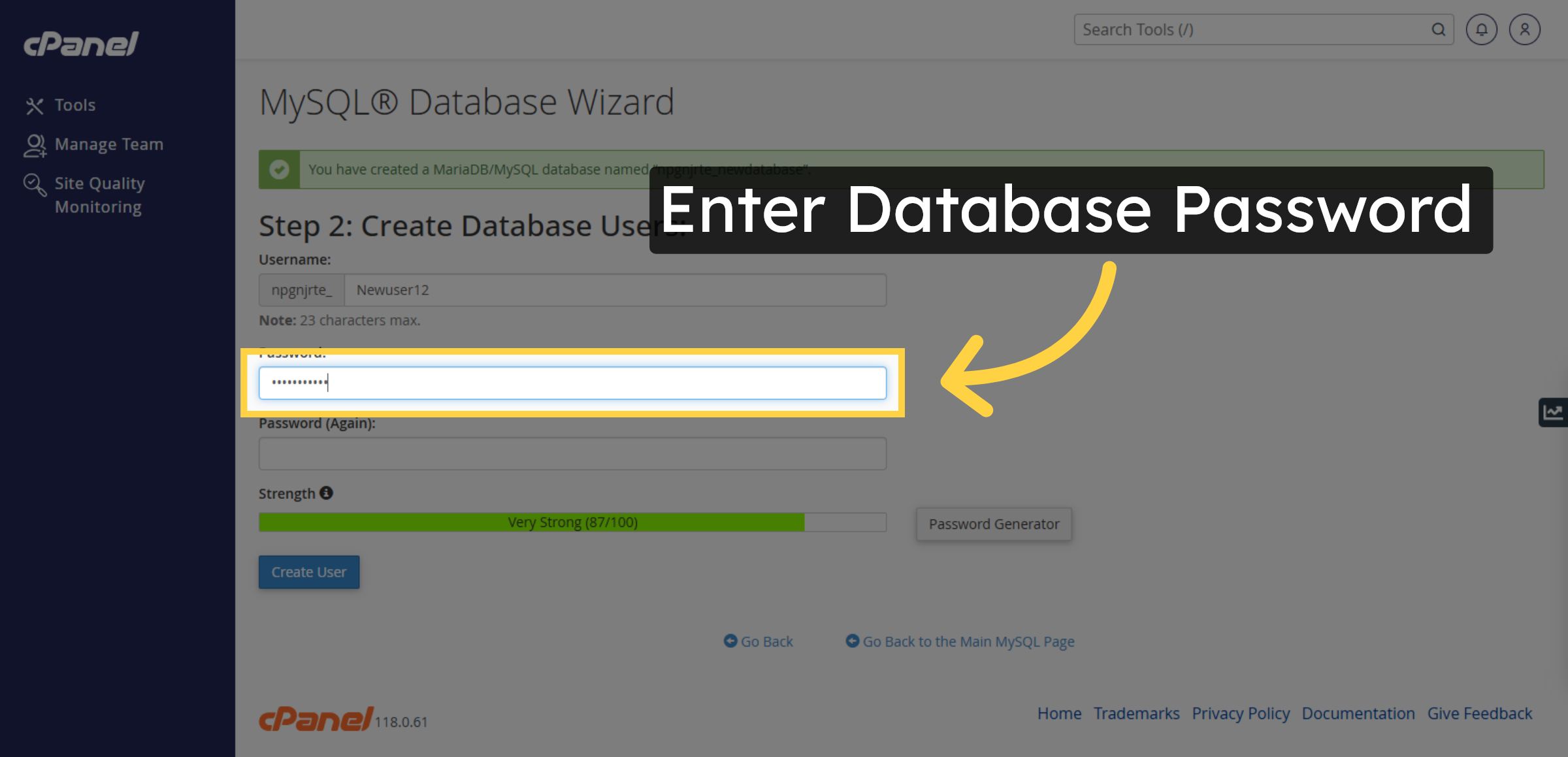 Enter Database Password
