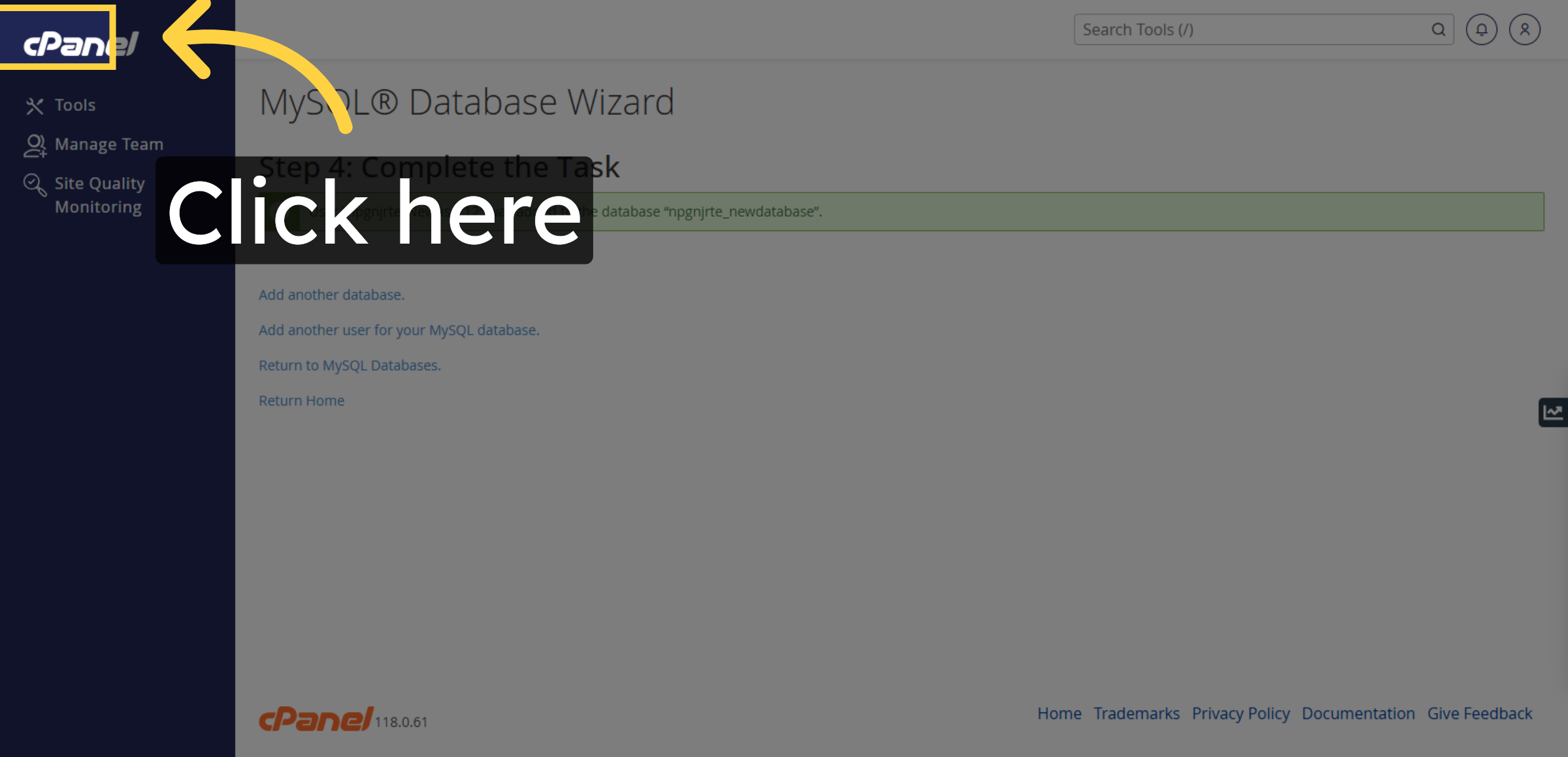 Return To Control Panel