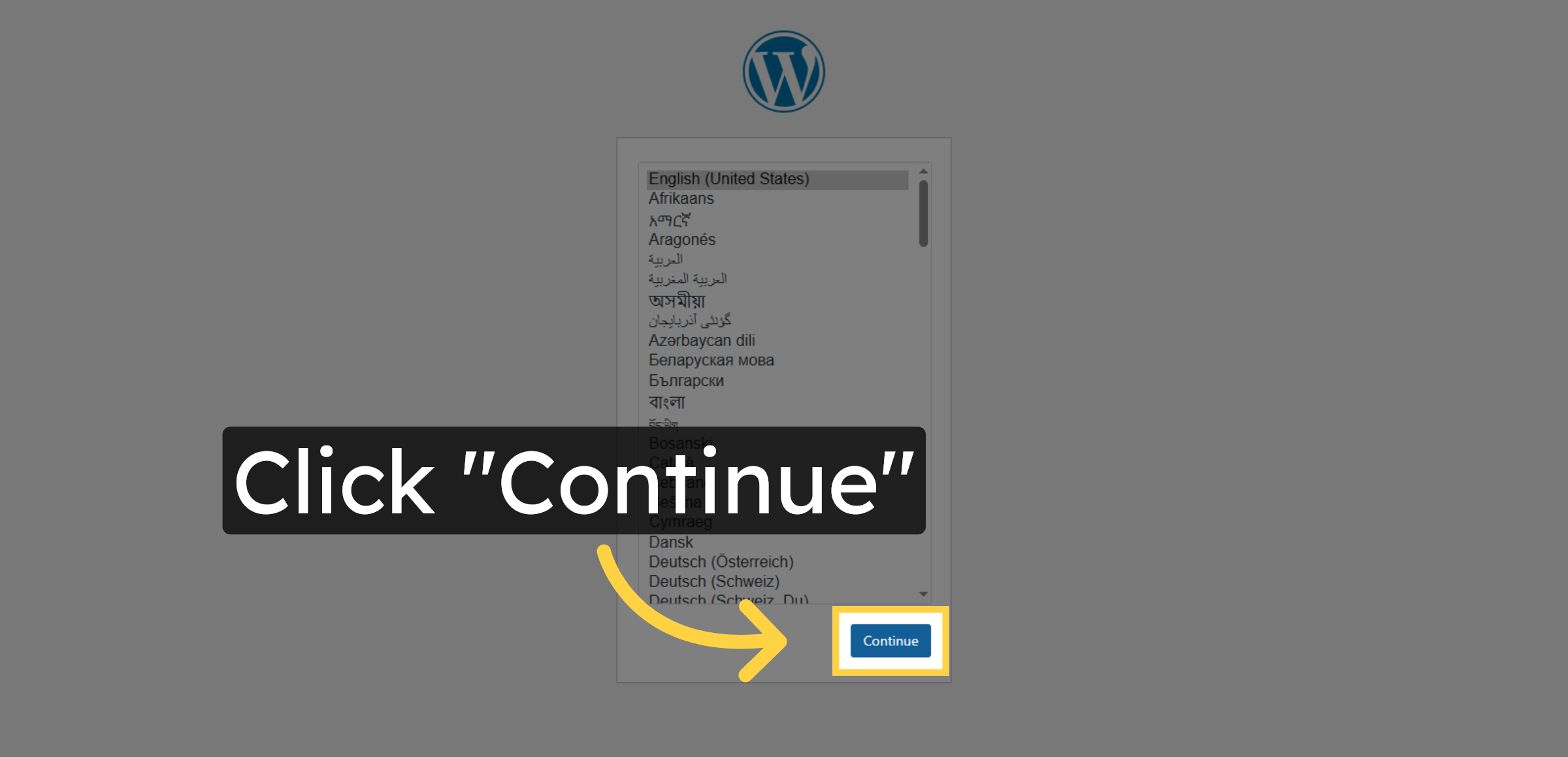 Continue WordPress Setup
