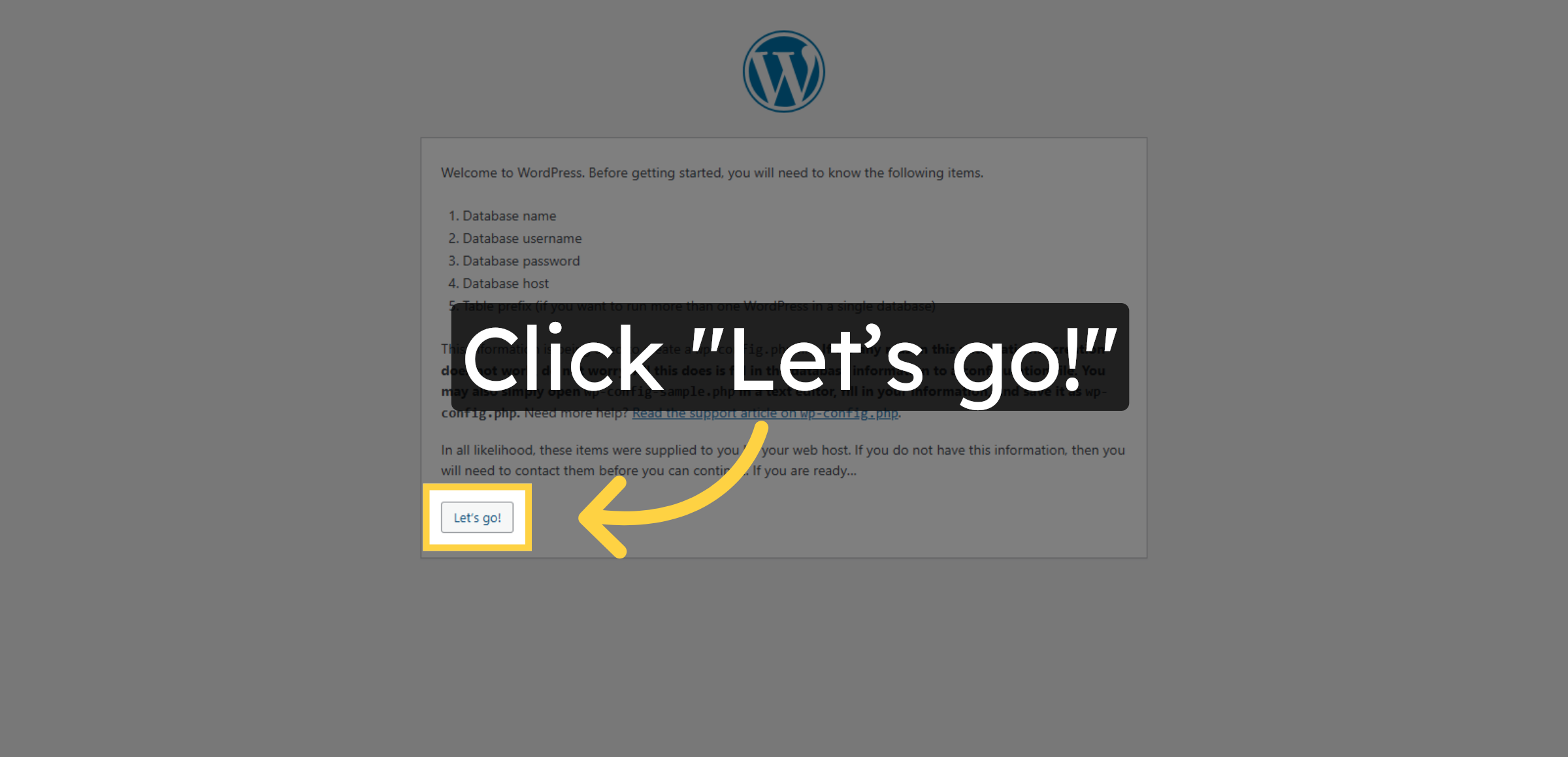Start WordPress Installation