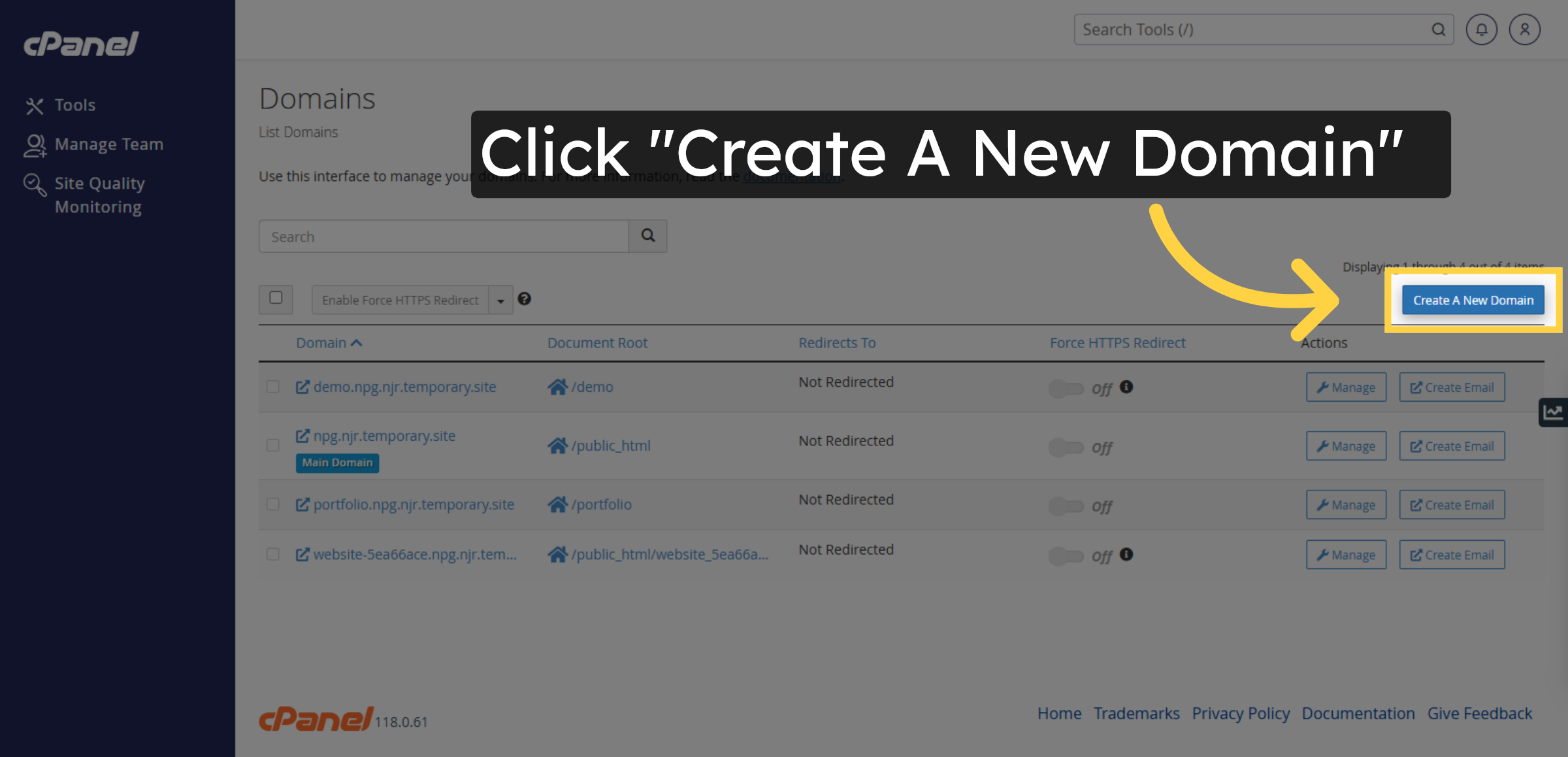 Initiate New Domain Creation