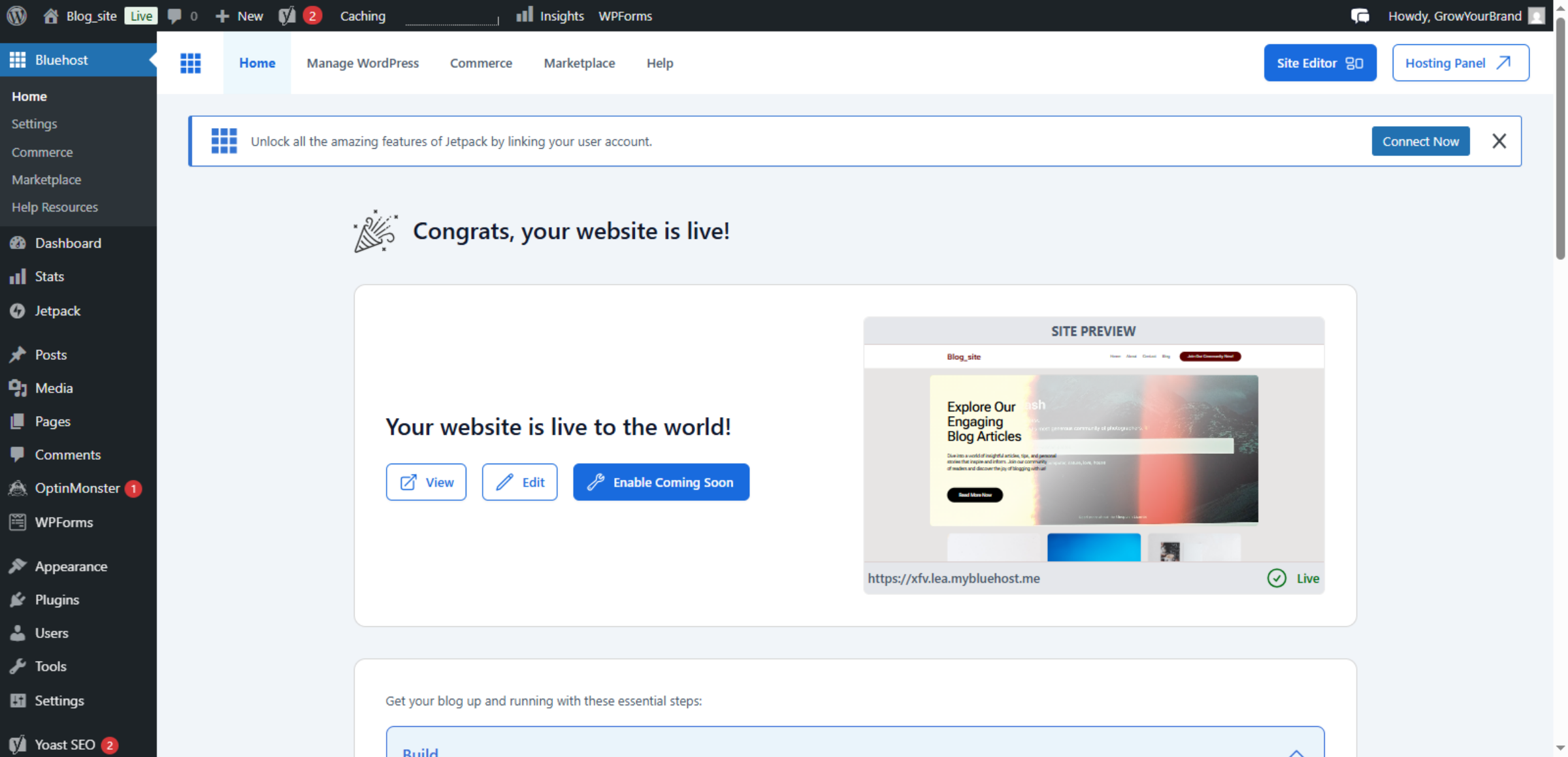 Switch To WordPress Admin Dashboard