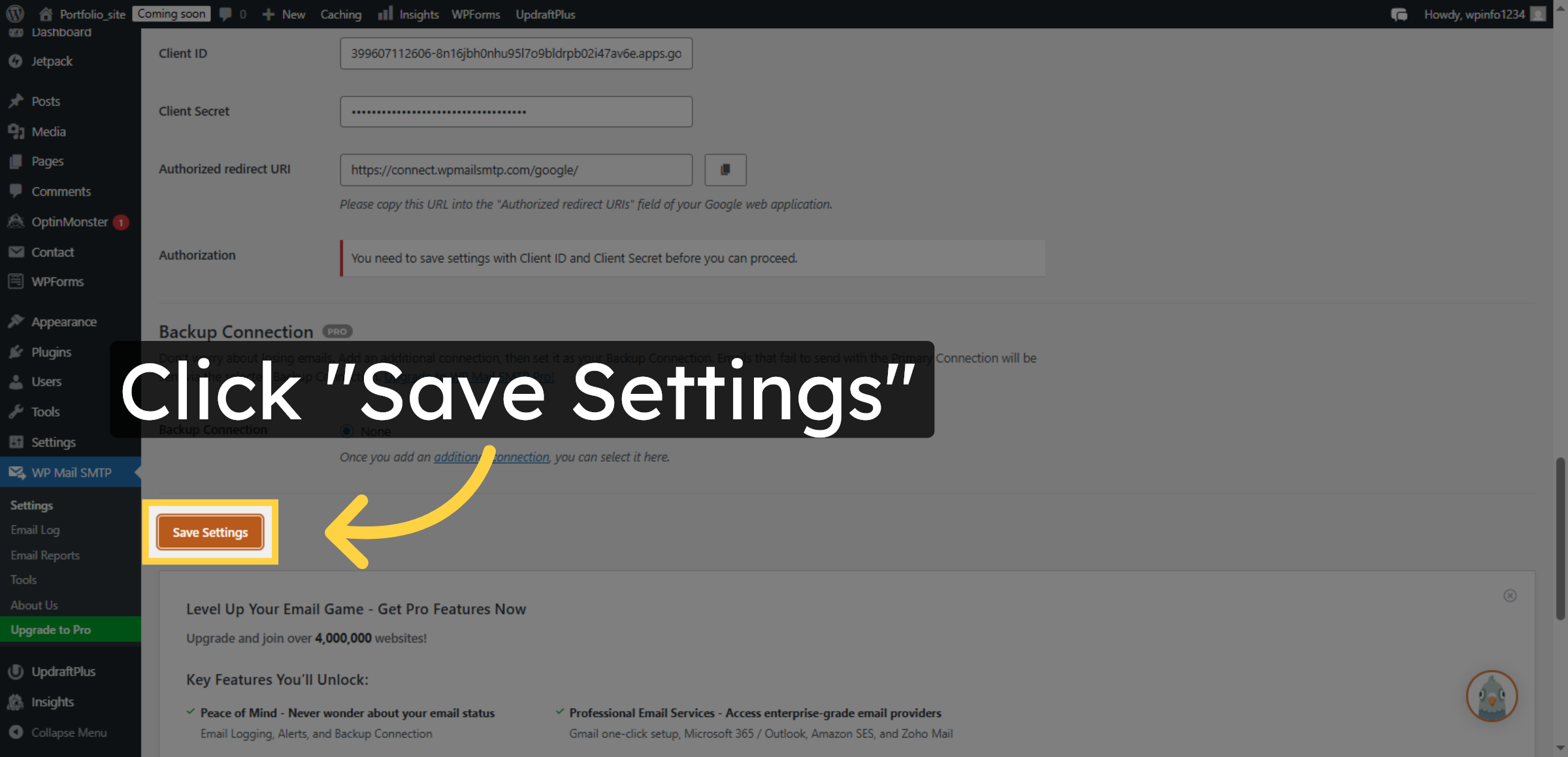 Save SMTP Settings