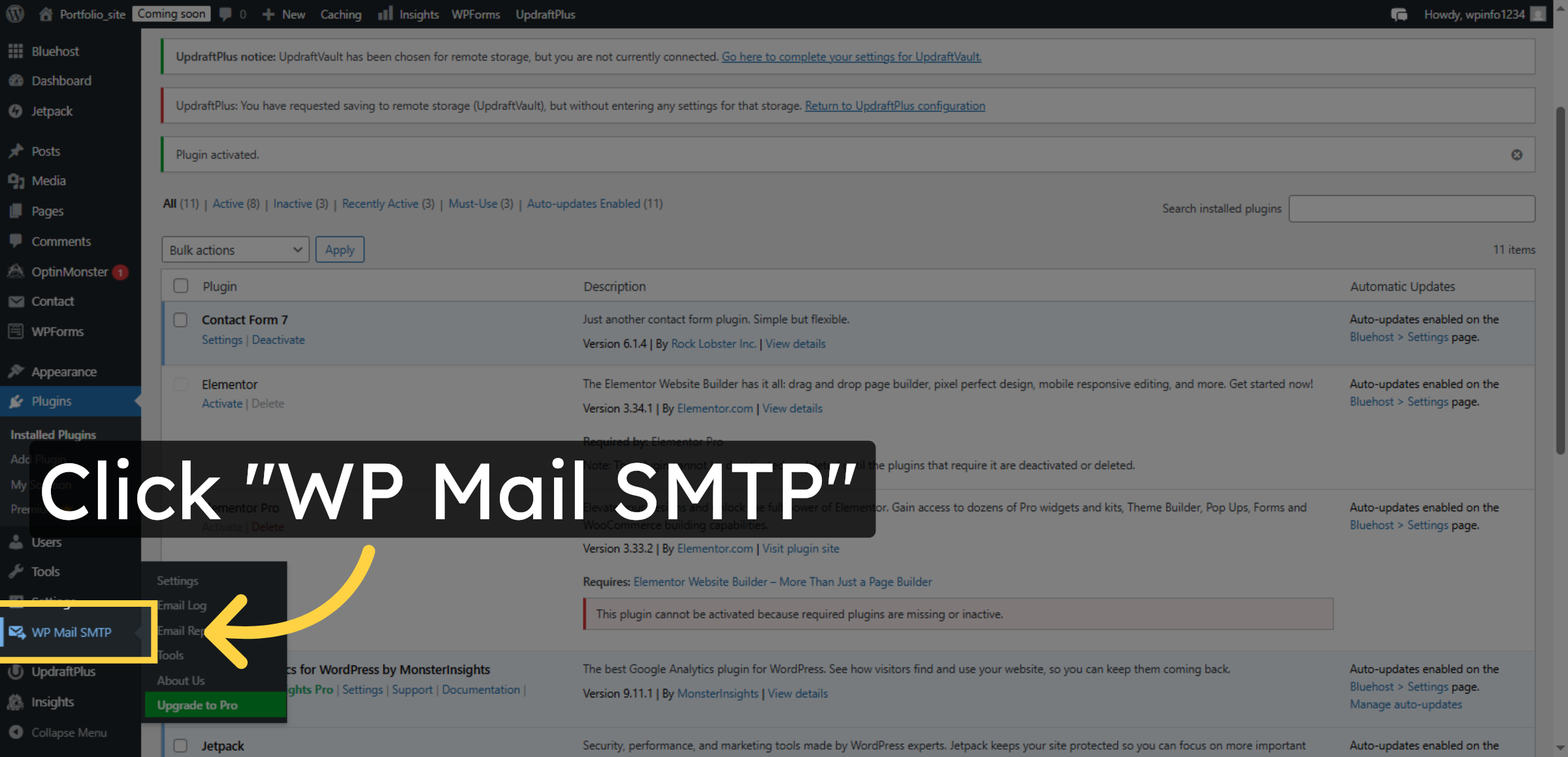 Open WP Mail SMTP Settings