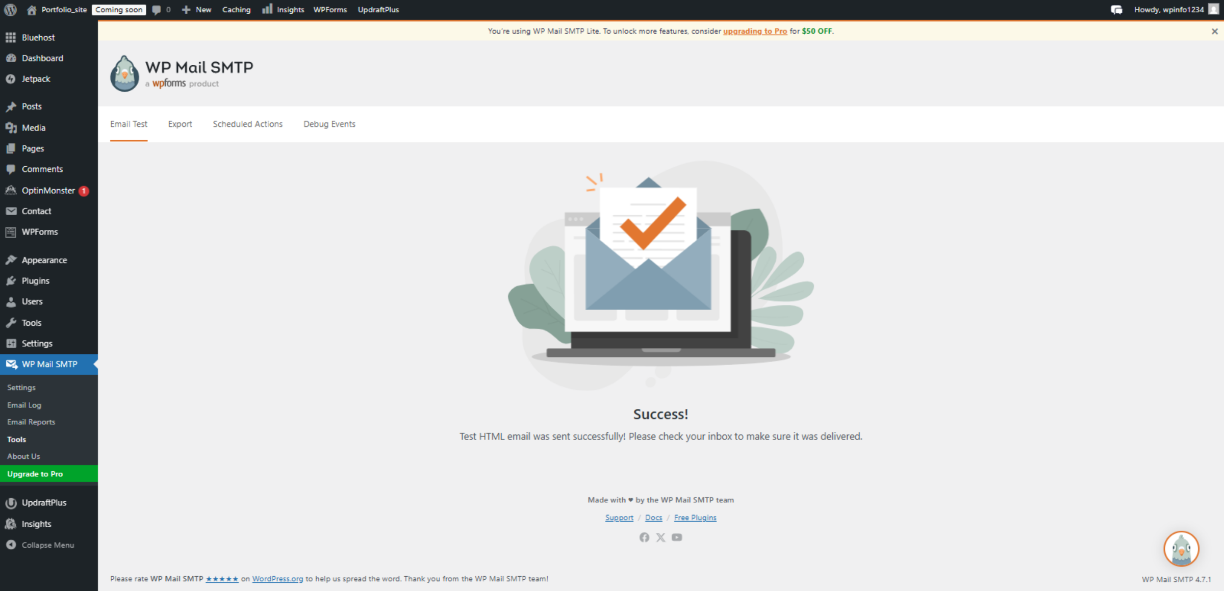 Confirm Success Message