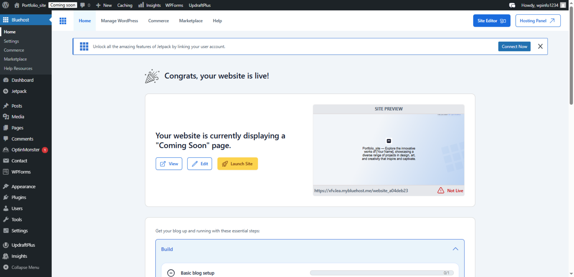 Switch to Site Dashboard