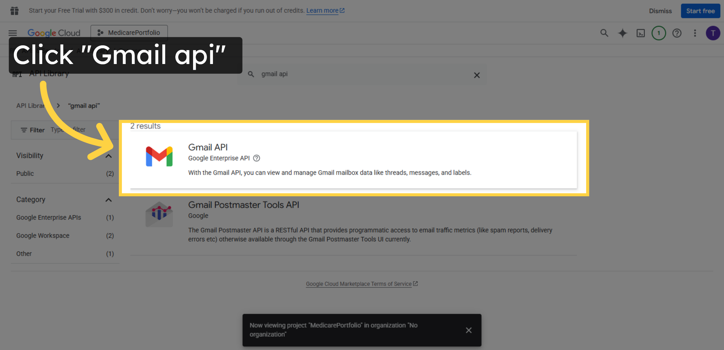 Select Gmail API