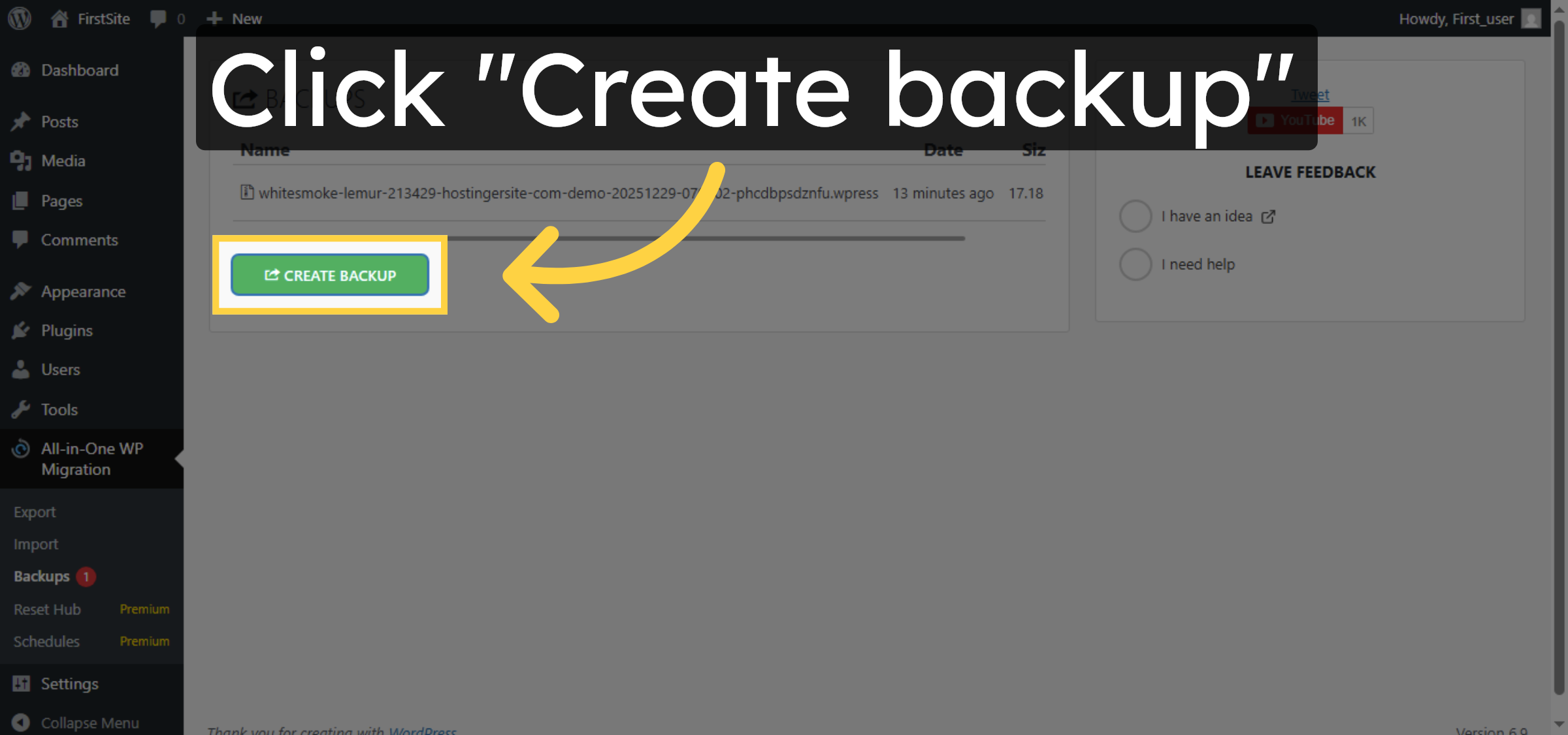 Create New Backup
