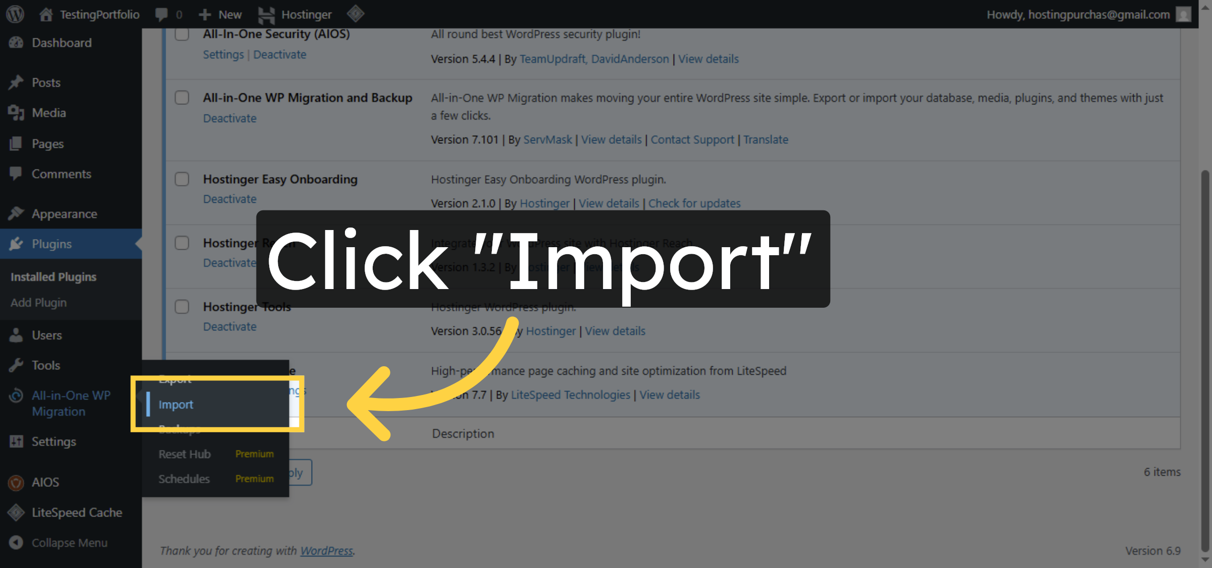 Open Import Section