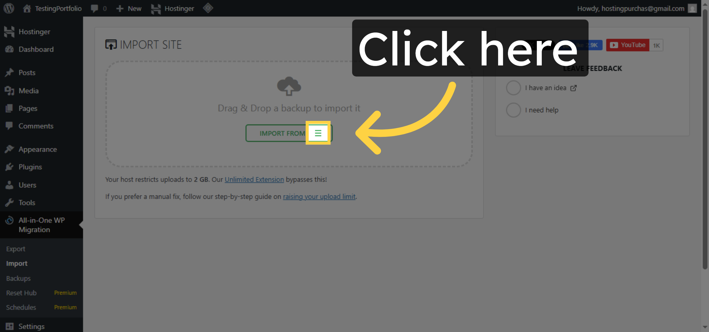 Select Import File Option