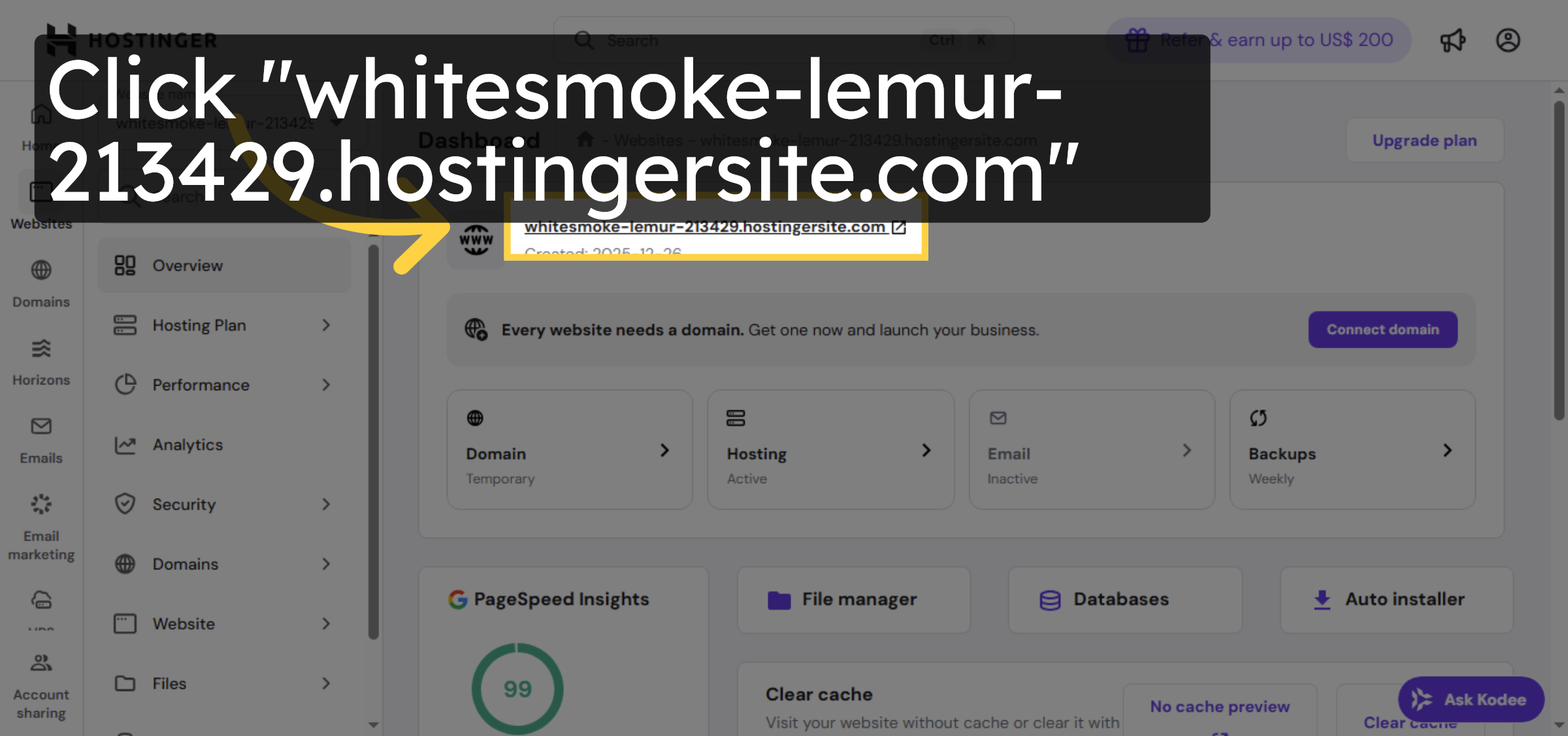 Select Your Website Again