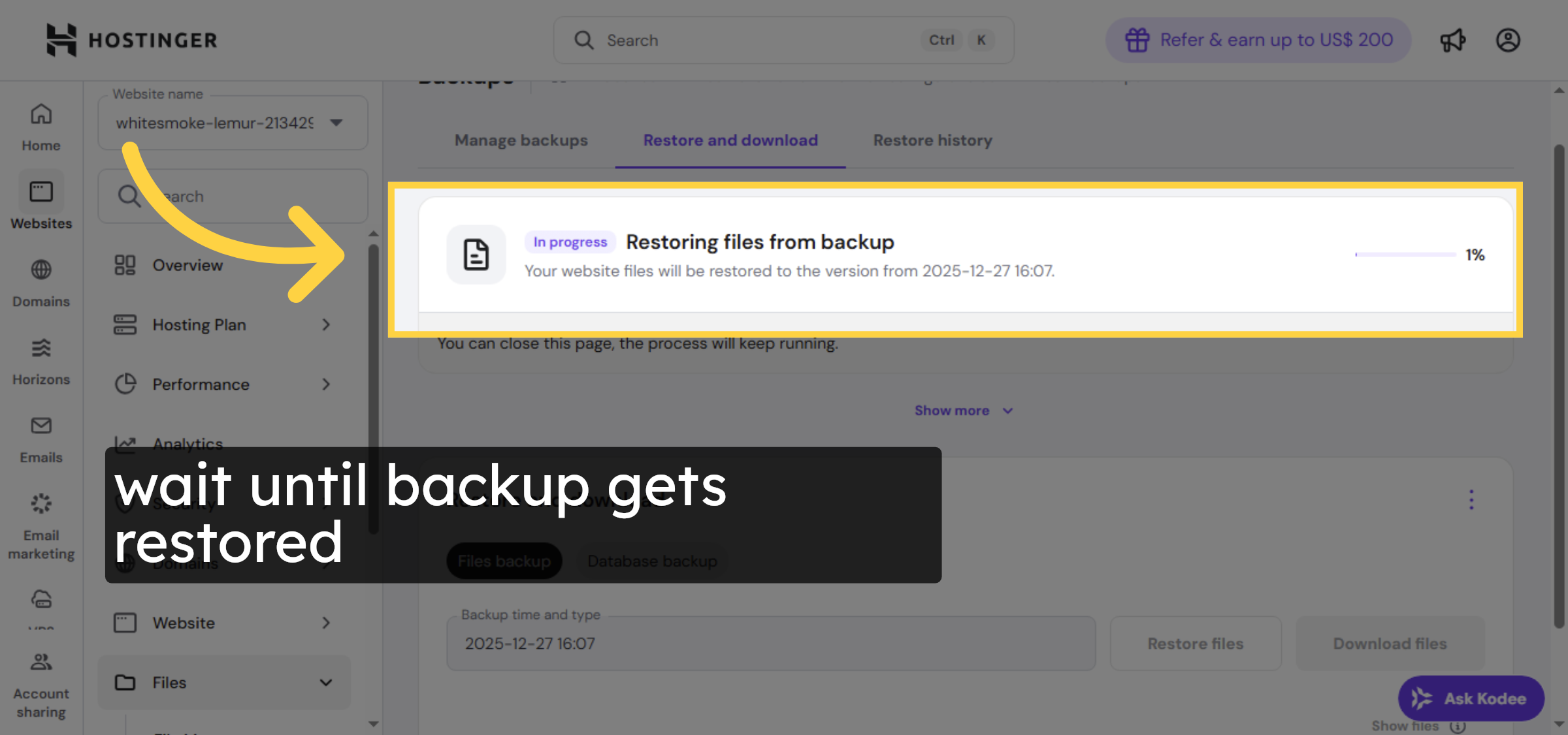 Monitor Restoration Progress