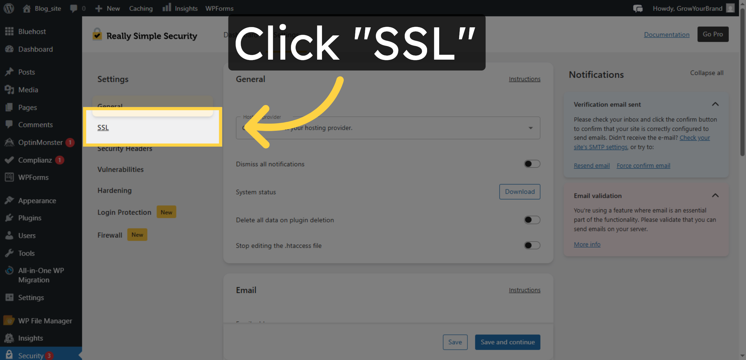 Select SSL Tab