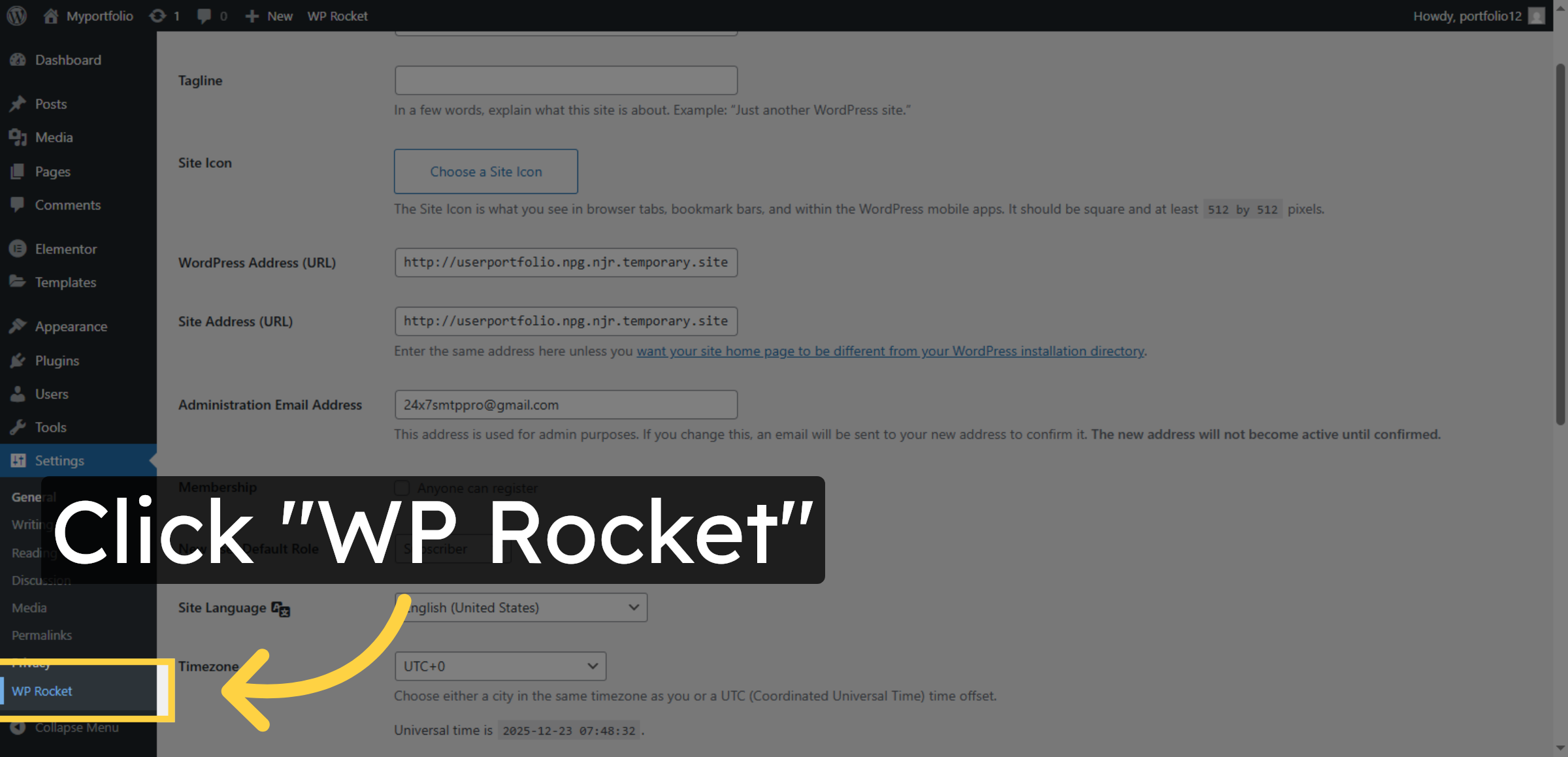 Select WP Rocket Settings