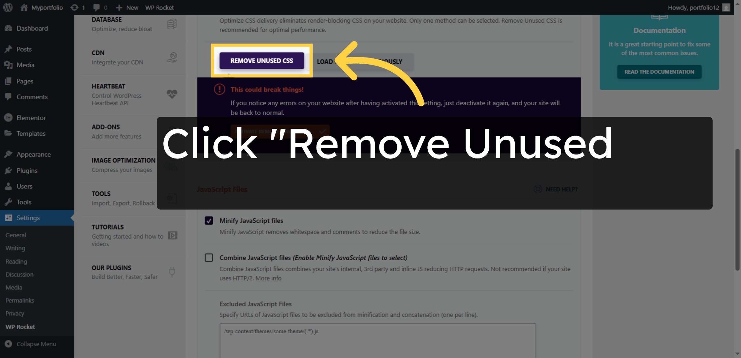Enable Remove Unused CSS