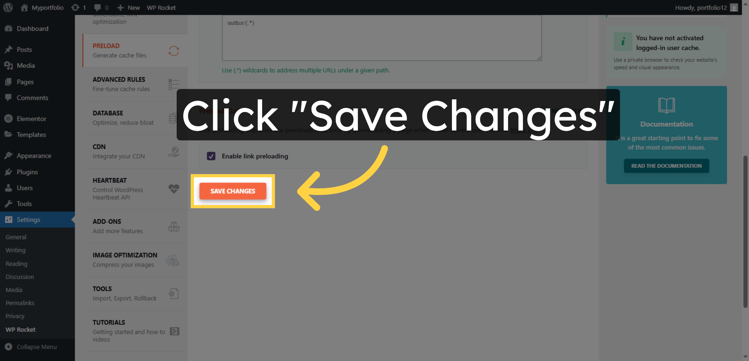 Save Link Preloading Settings