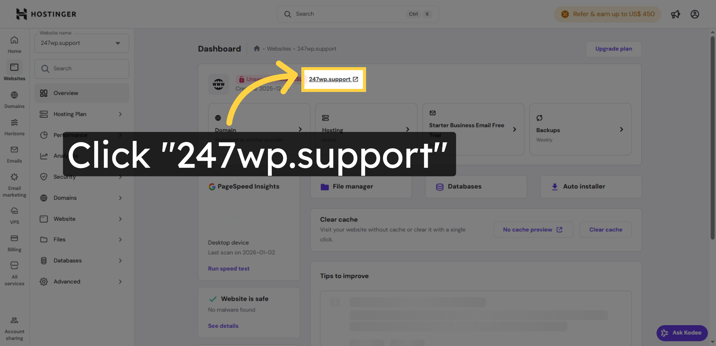 Select Your WordPress Site