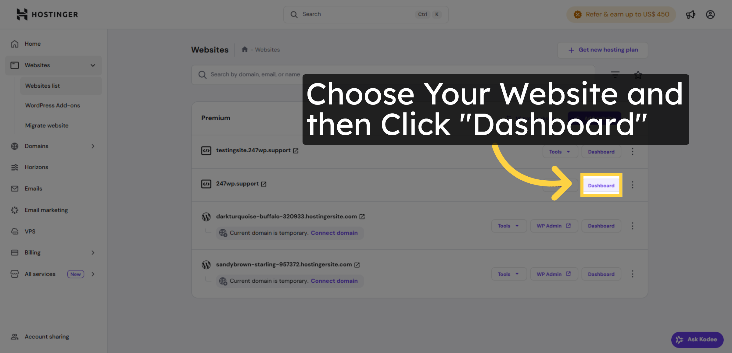 Open Website Dashboard