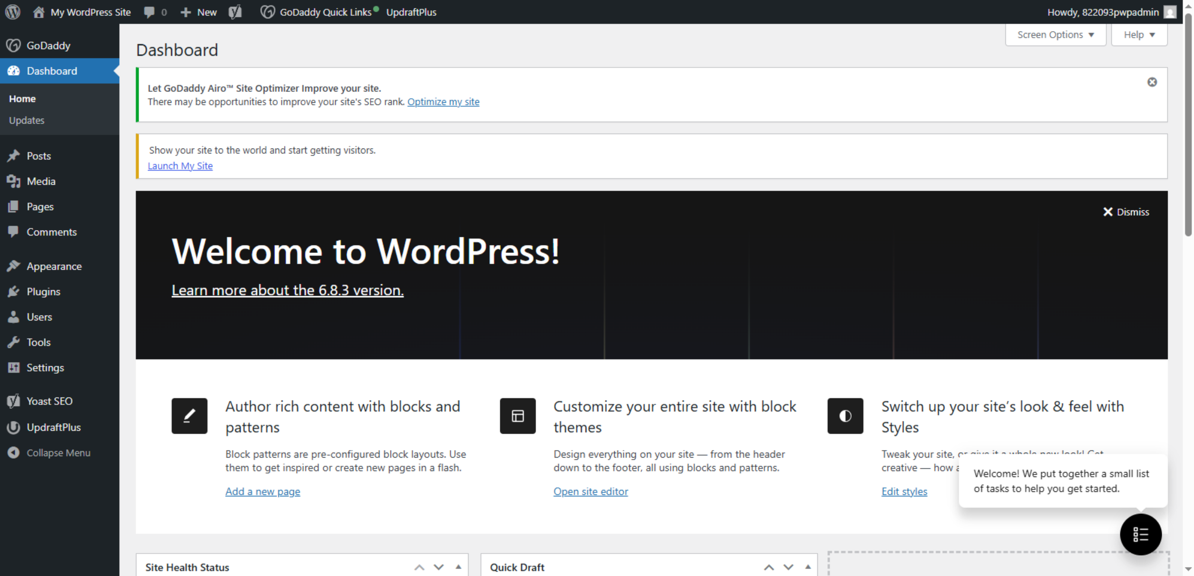 Switch To WordPress Dashboard
