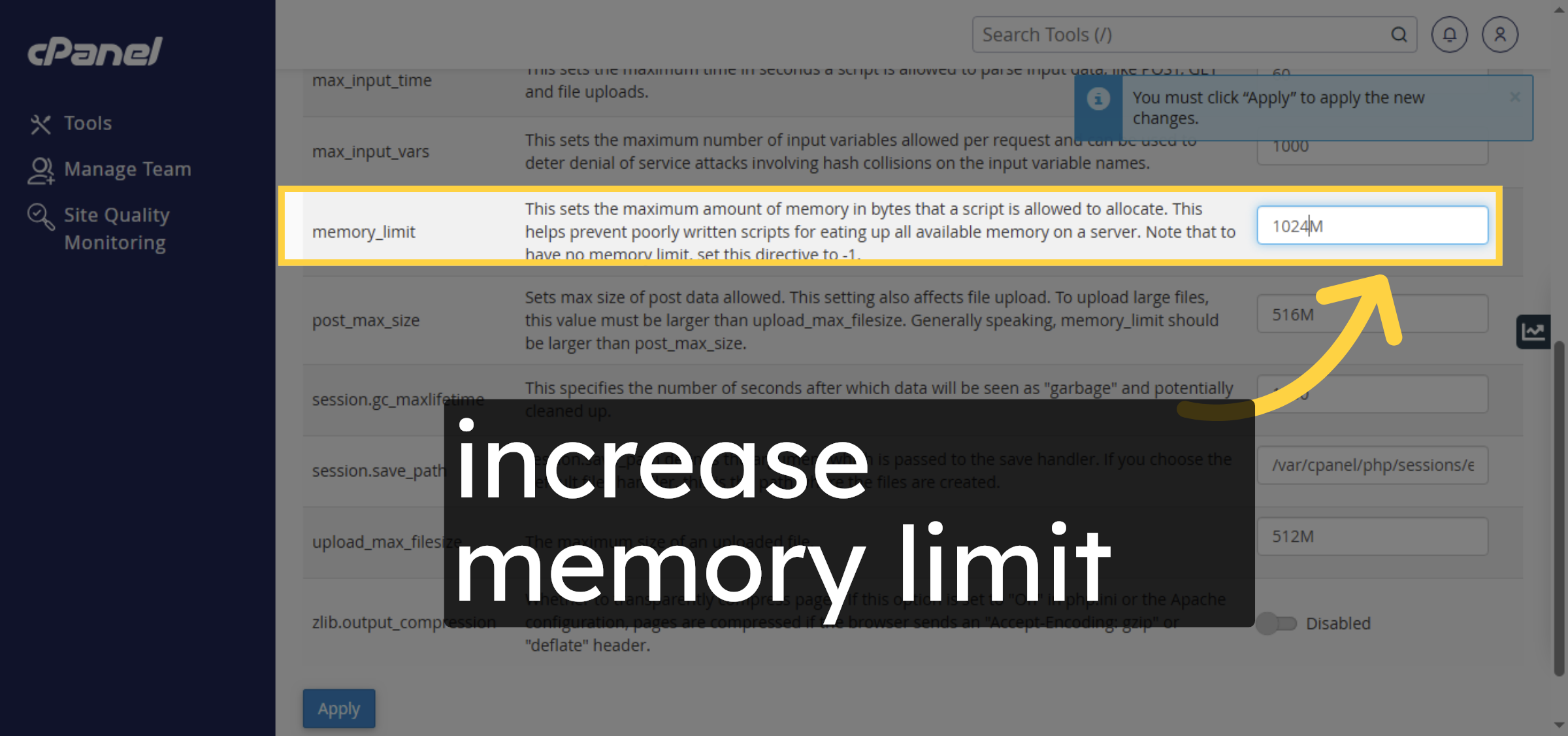 Update Memory Limit