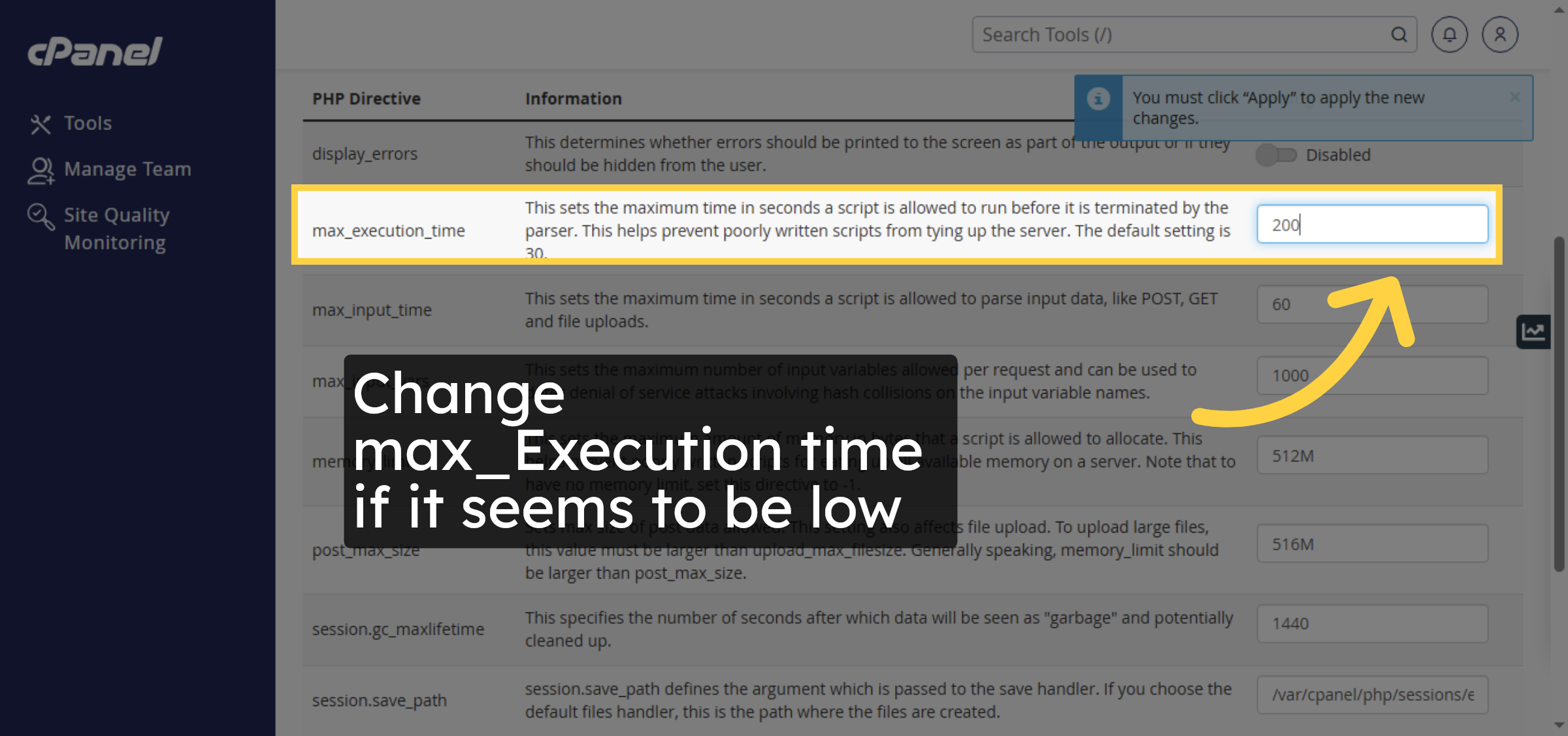 increase Execution time