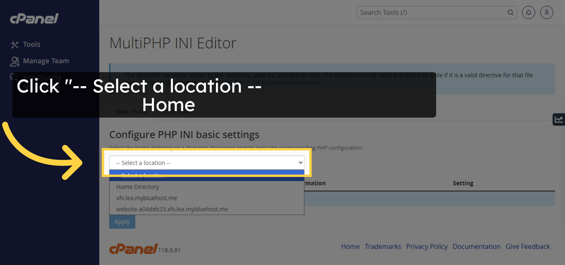 Select Configuration Location
