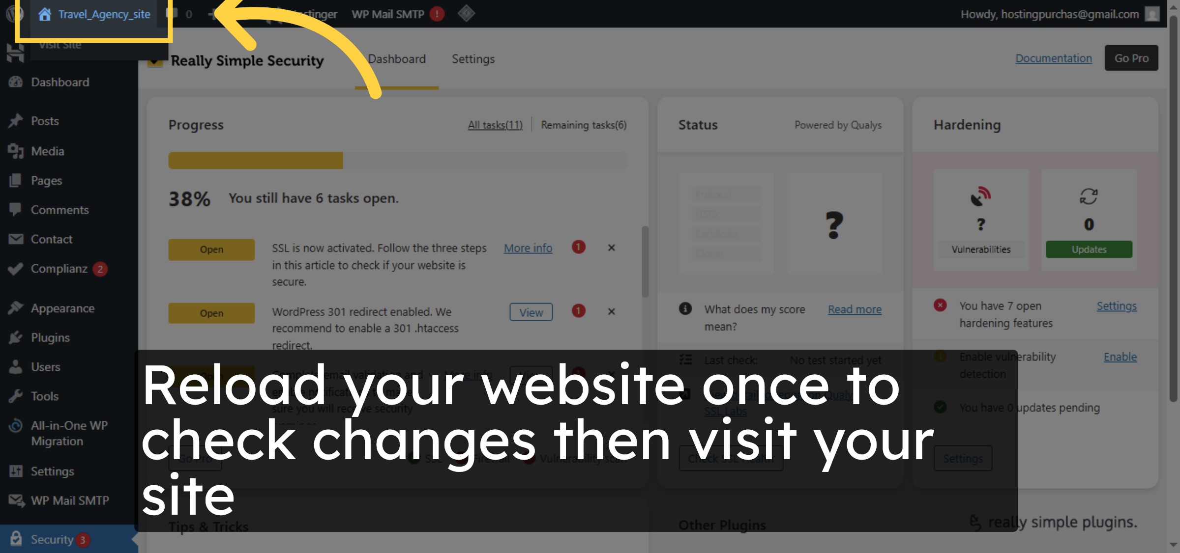Return to Site Dashboard